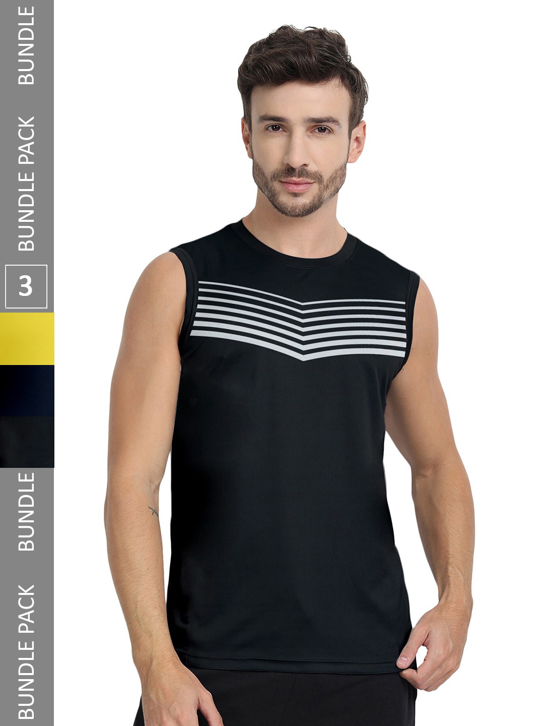 

FTX Men Multicoloured 3 Checked V-Neck Pockets T-shirt, Multi