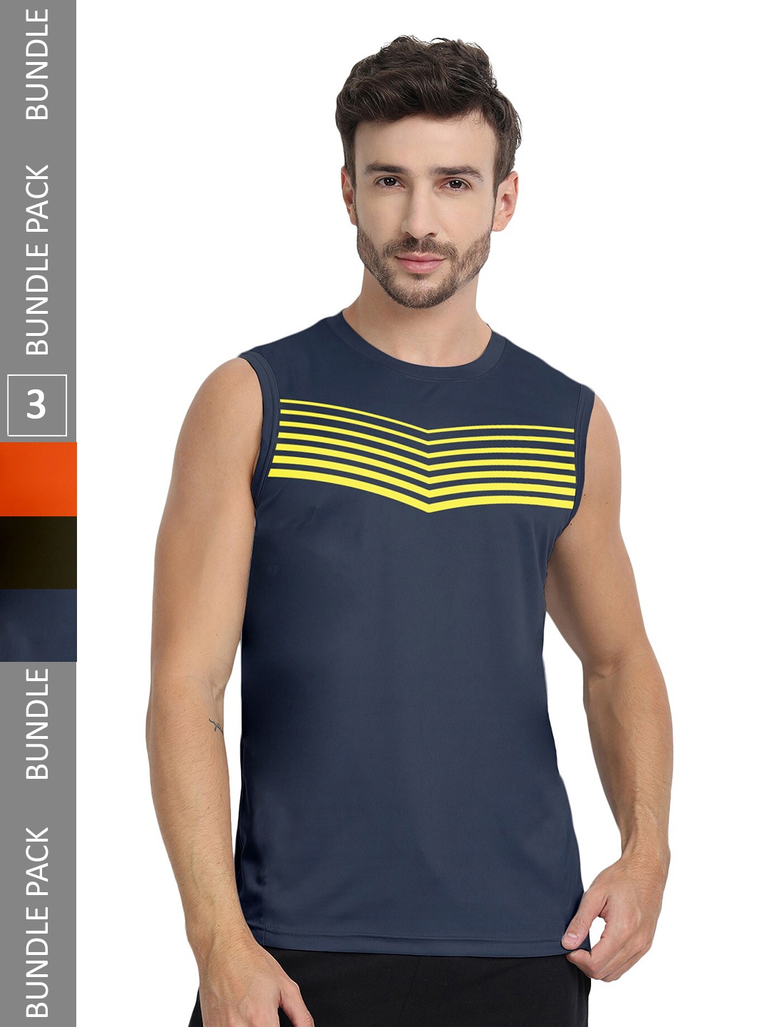 

FTX Men Multicoloured 3 V-Neck Pockets T-shirt, Multi