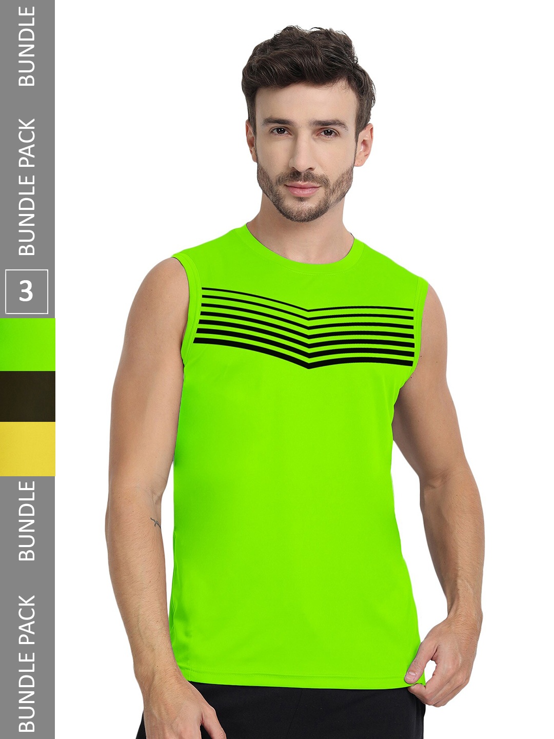 

FTX Men Multicoloured 3 V-Neck Extended Sleeves Pockets T-shirt, Multi