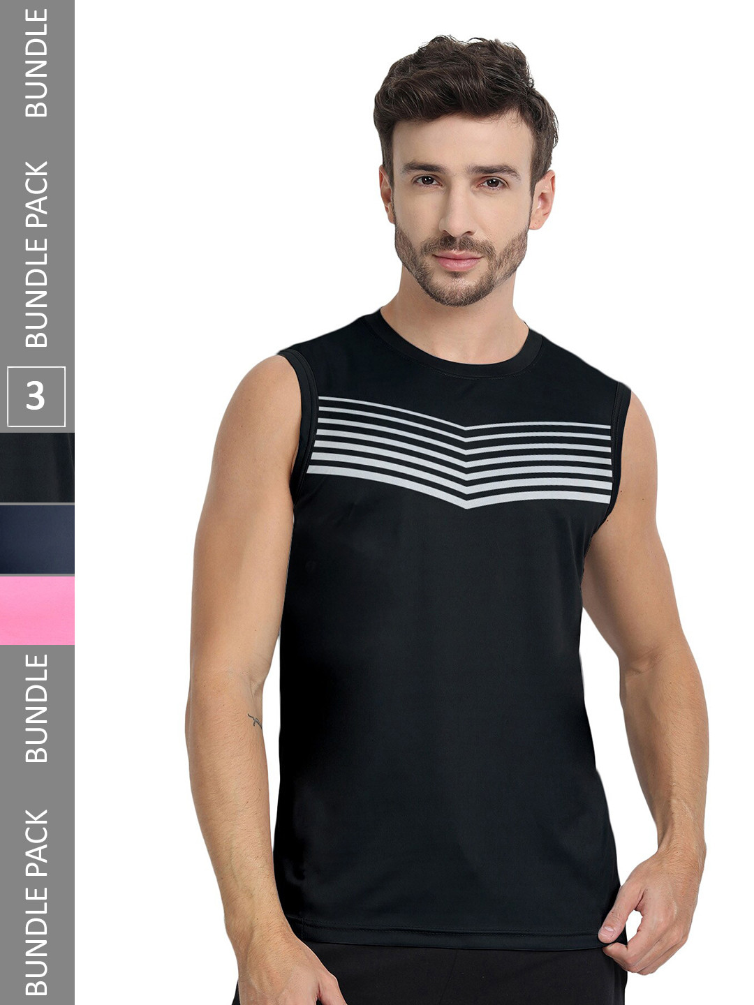 

FTX Men Multicoloured 3 V-Neck Pockets T-shirt, Multi