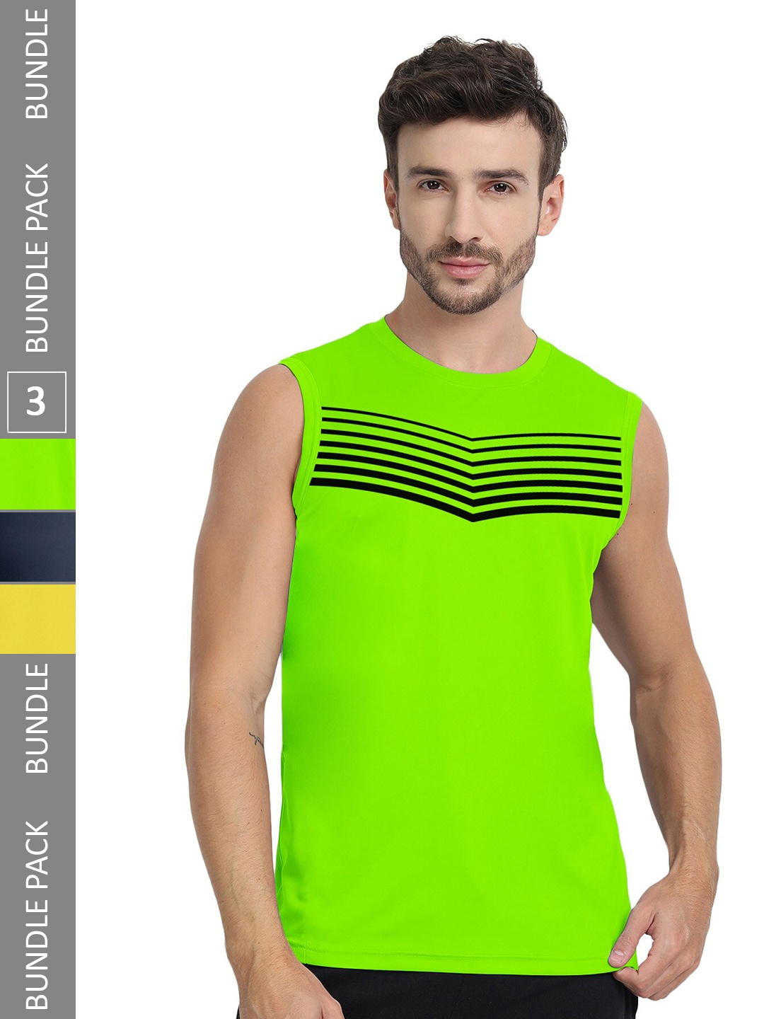 

FTX Men Multicoloured 3 V-Neck Extended Sleeves Pockets T-shirt, Multi
