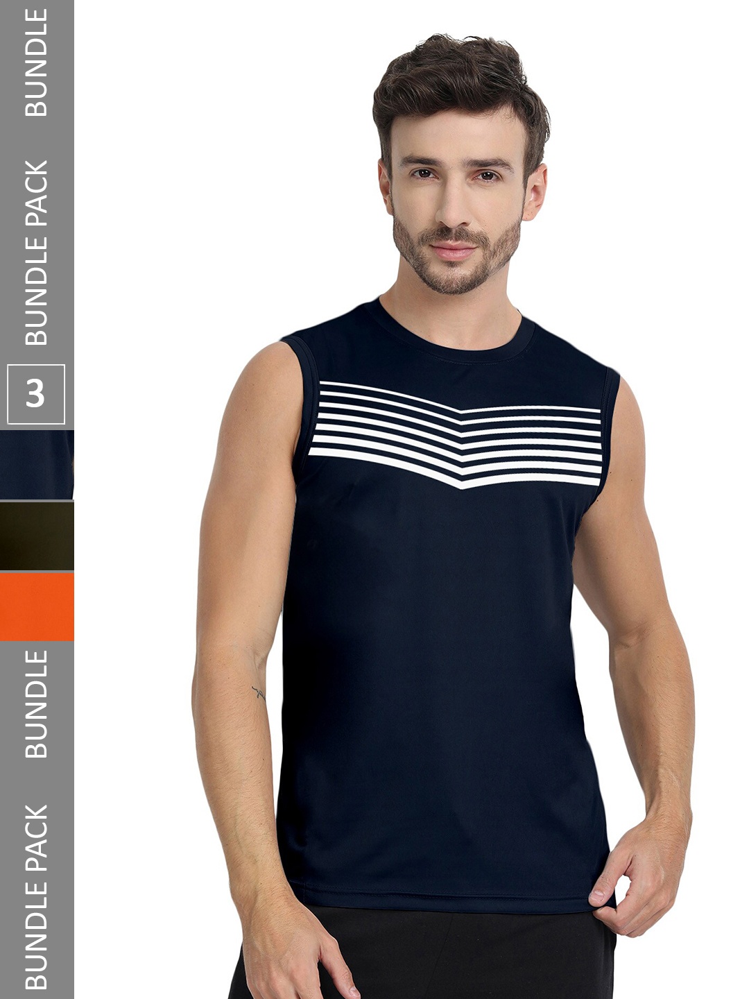 

FTX Men Multicoloured 3 V-Neck Pockets T-shirt, Multi
