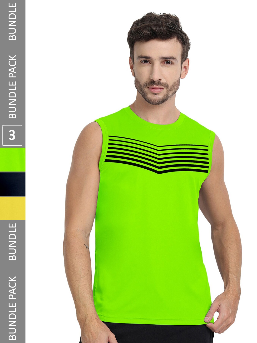 

FTX Men Multicoloured 3 Checked V-Neck Extended Sleeves Pockets T-shirt, Multi