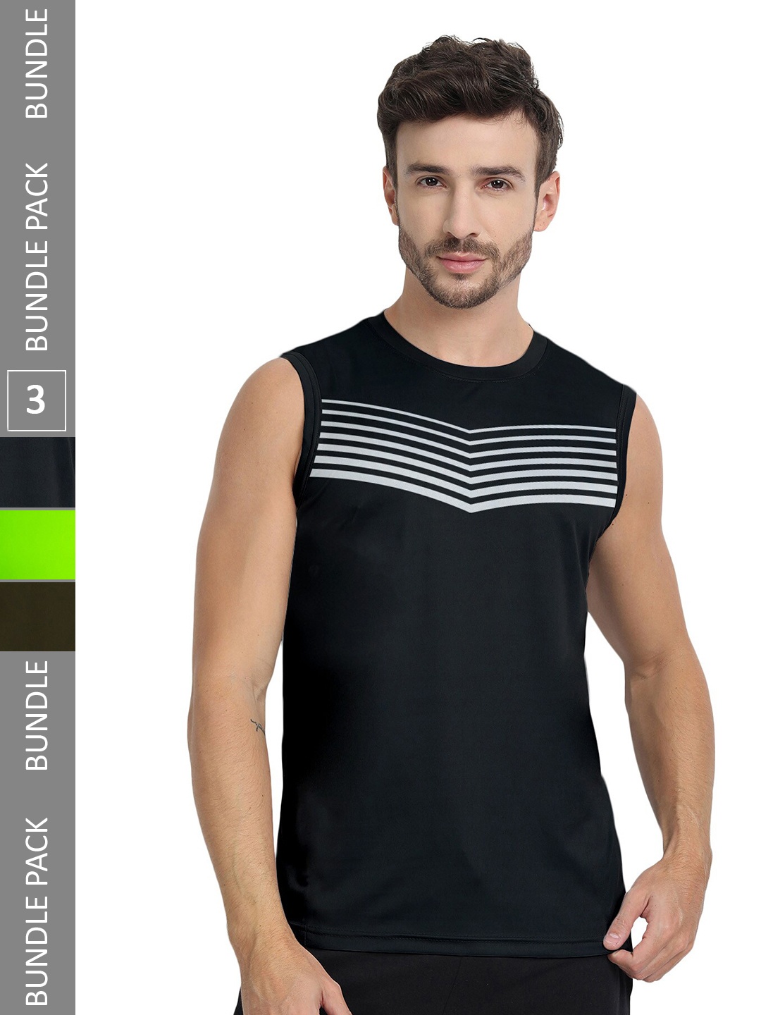 

FTX Men Multicoloured 3 V-Neck Cut Outs T-shirt, Multi
