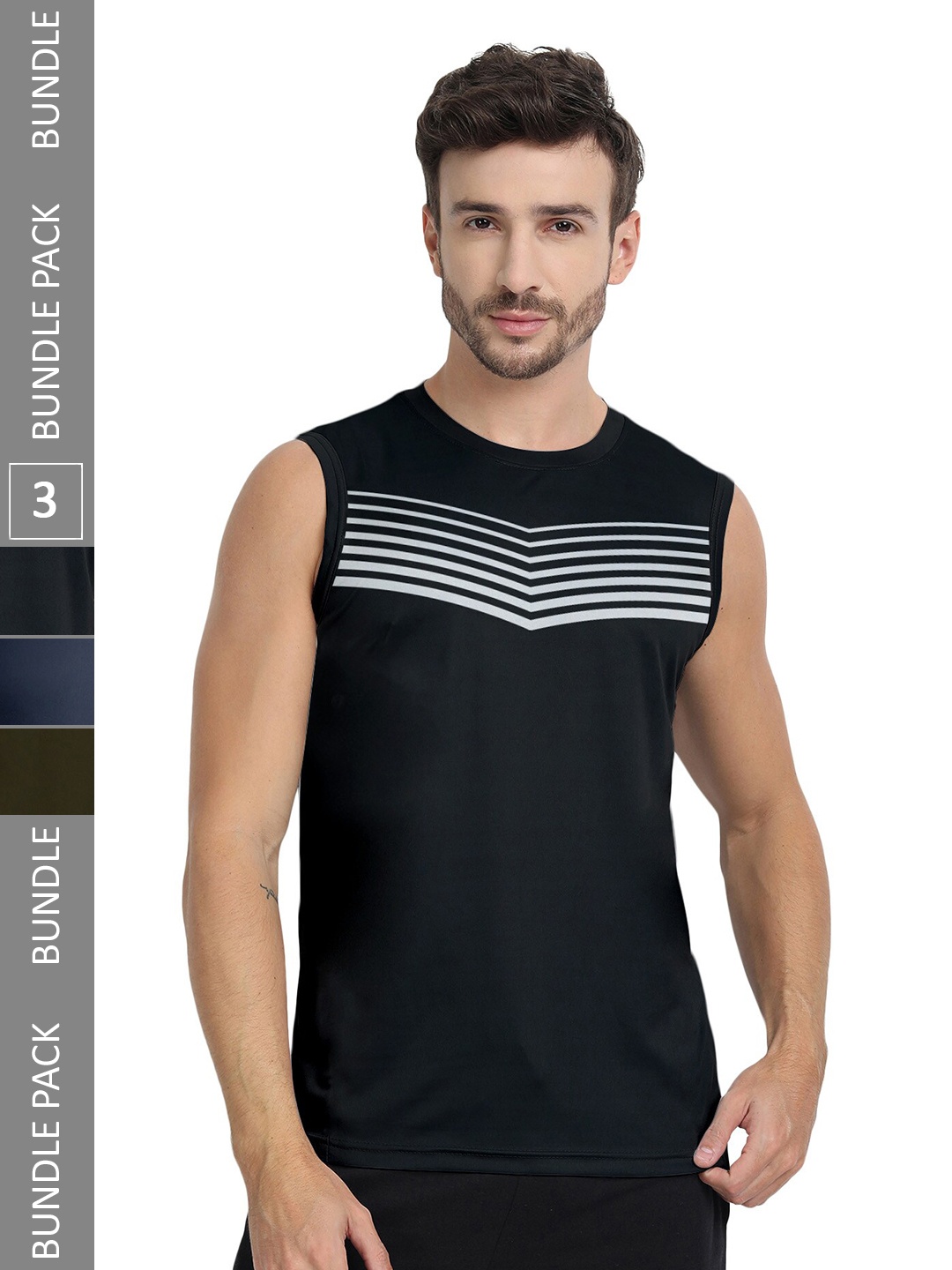 

FTX Men Multicoloured 3 V-Neck Cut Outs T-shirt, Multi