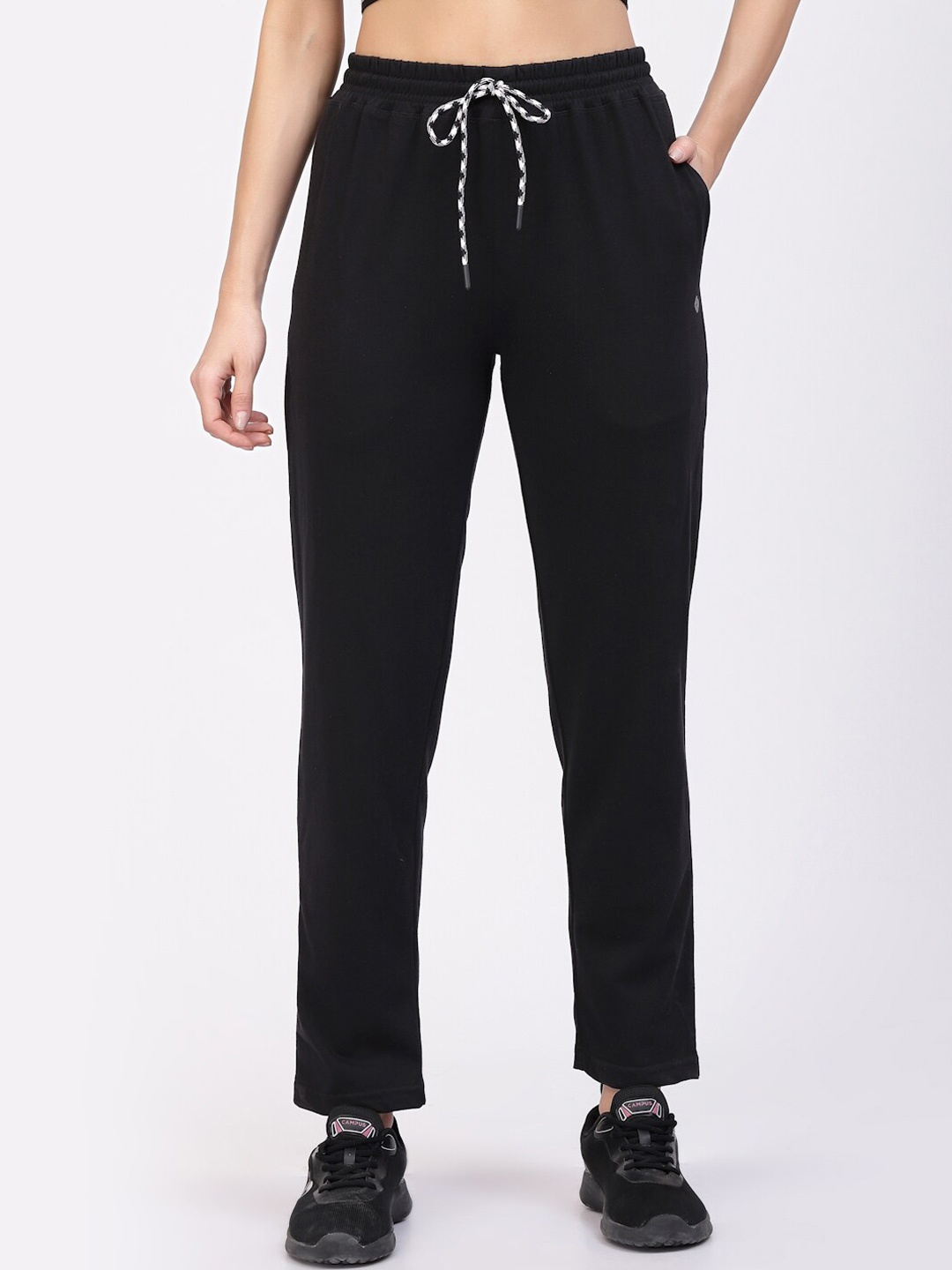 

Floret Regular Fit Mid-Rise Track Pants, Black