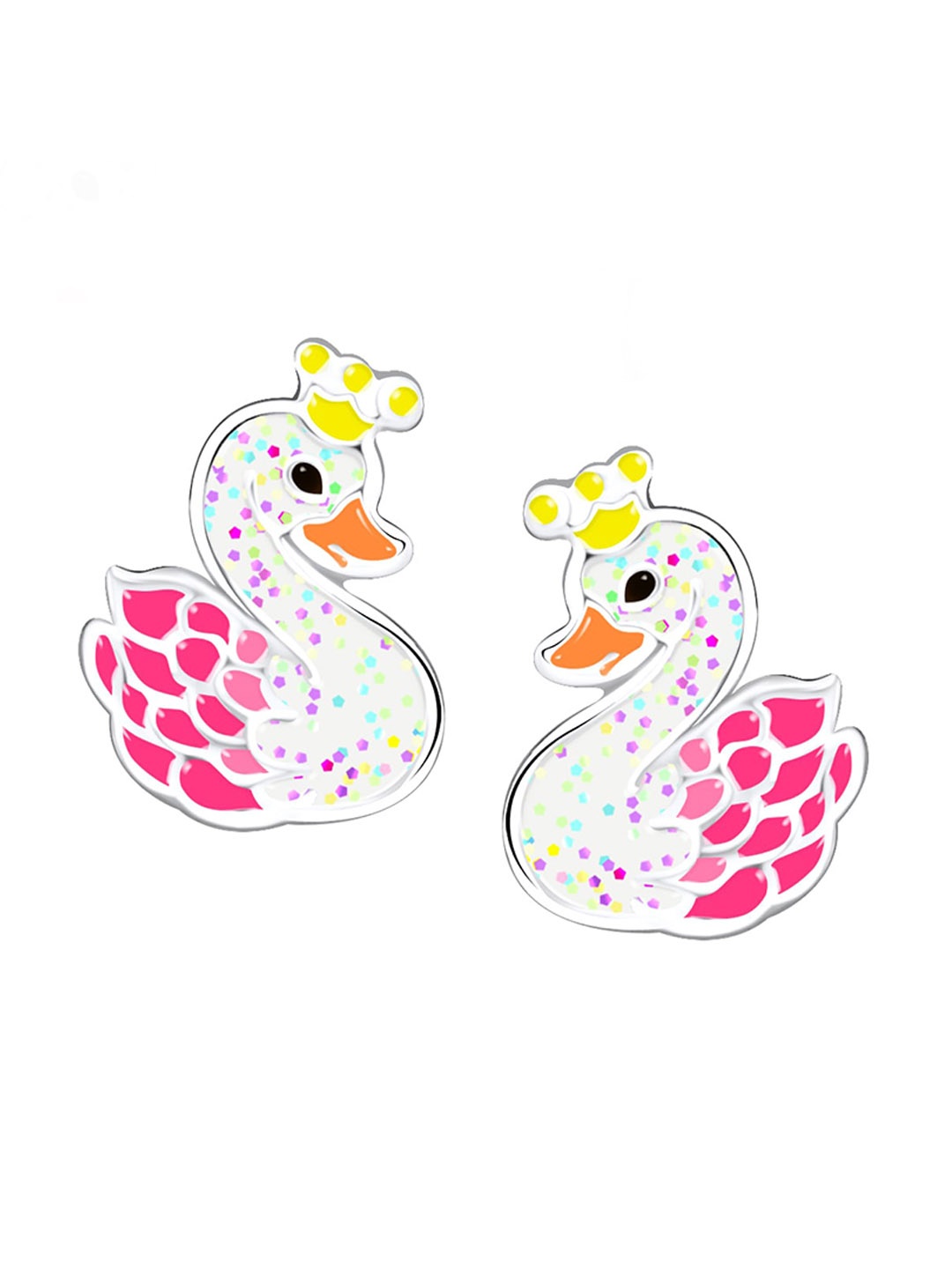 

Raajsi by Yellow Chimes Contemporary Duck Design Studs Earrings, White