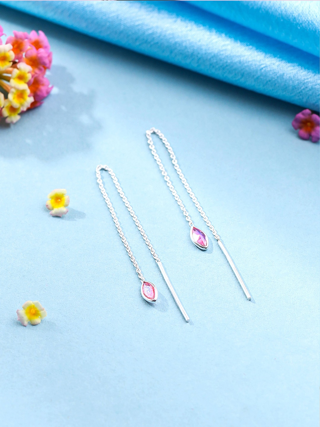 

Raajsi by Yellow Chimes Contemporary Threader Style Studs, Pink
