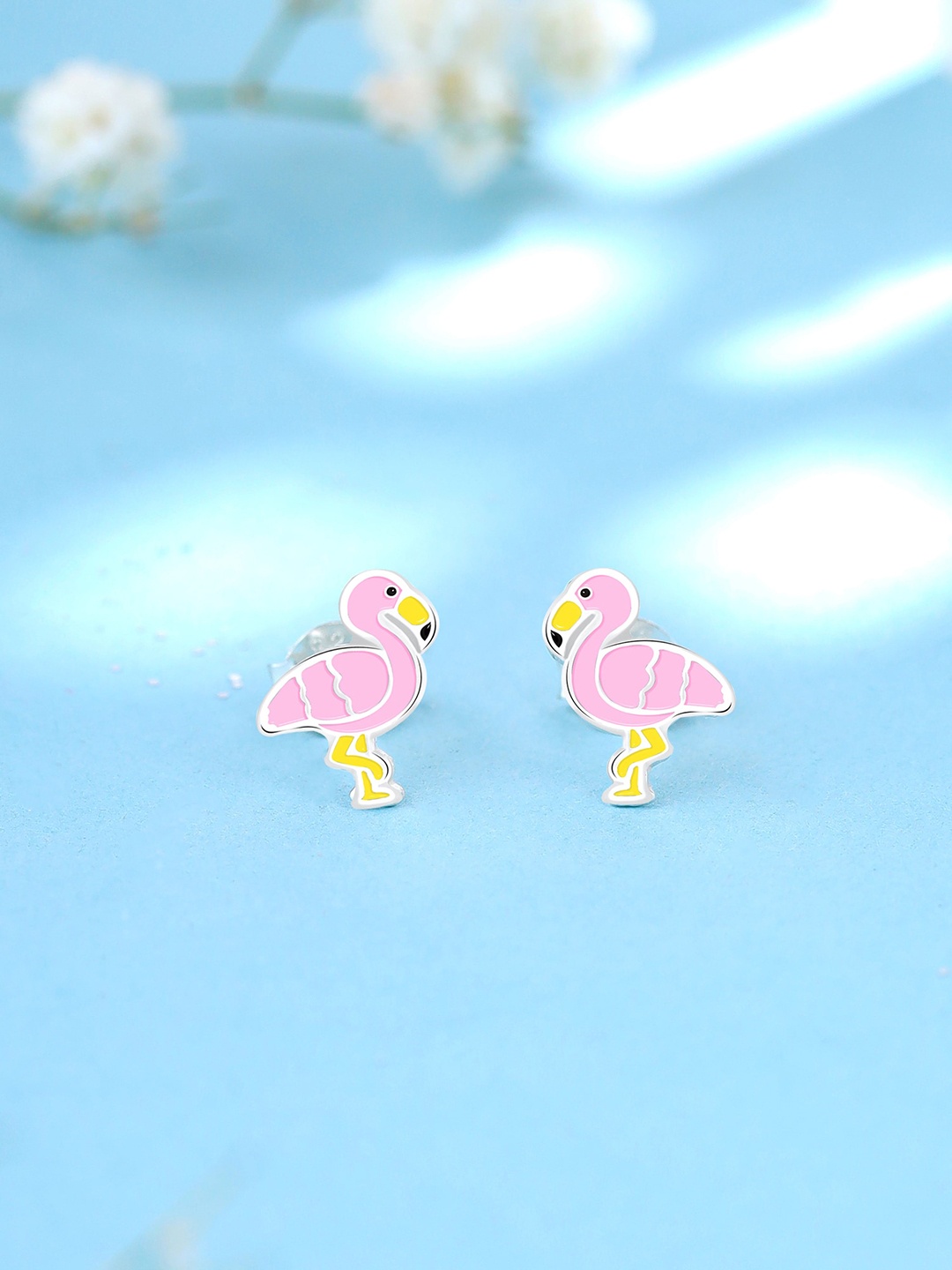 

Raajsi by Yellow Chimes Contemporary Duck Design Studs Earrings, Pink