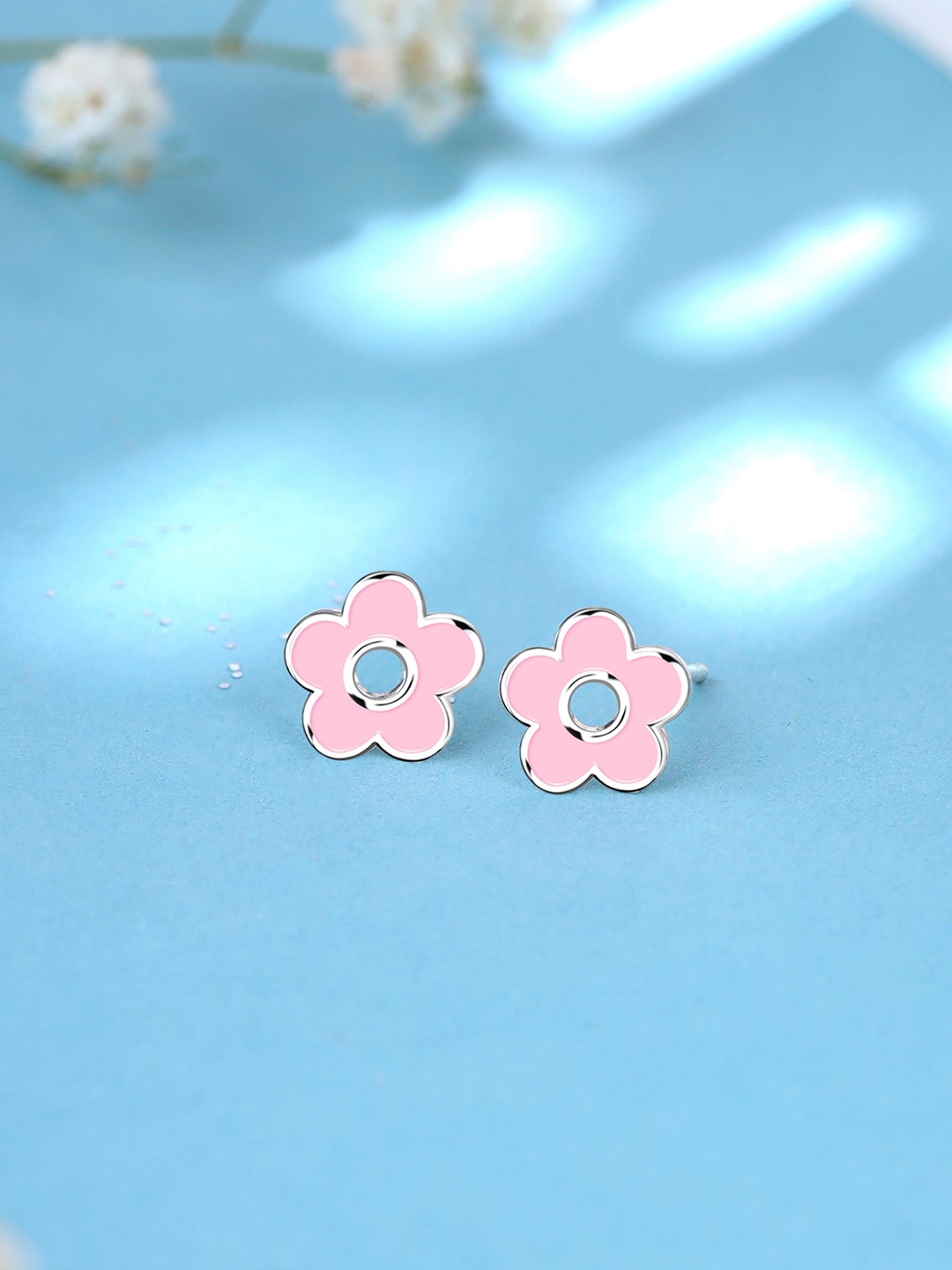 

Raajsi by Yellow Chimes Floral Studs Earrings, Silver