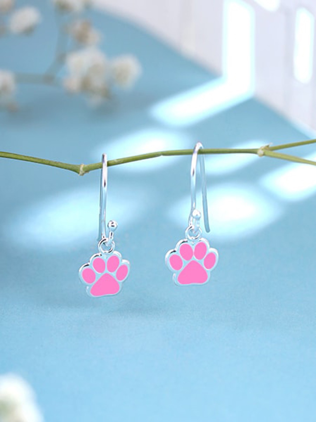 

Raajsi by Yellow Chimes Contemporary Paw Design Drop Earrings, Silver