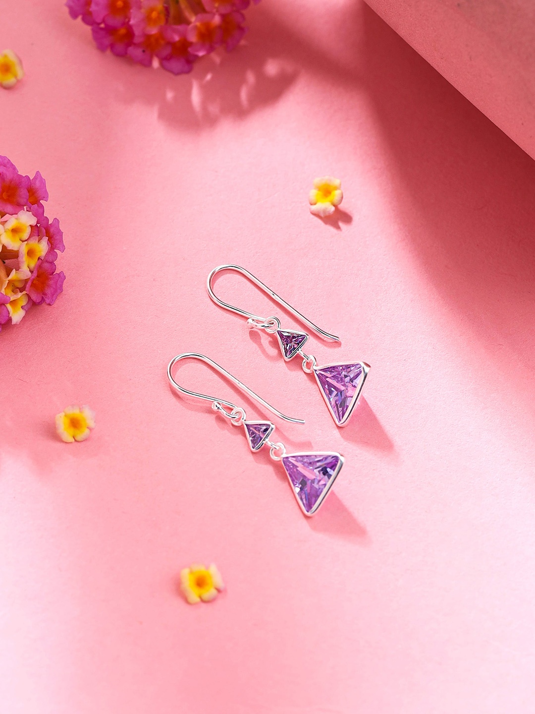 

Raajsi by Yellow Chimes Triangular Drop Earrings, Silver