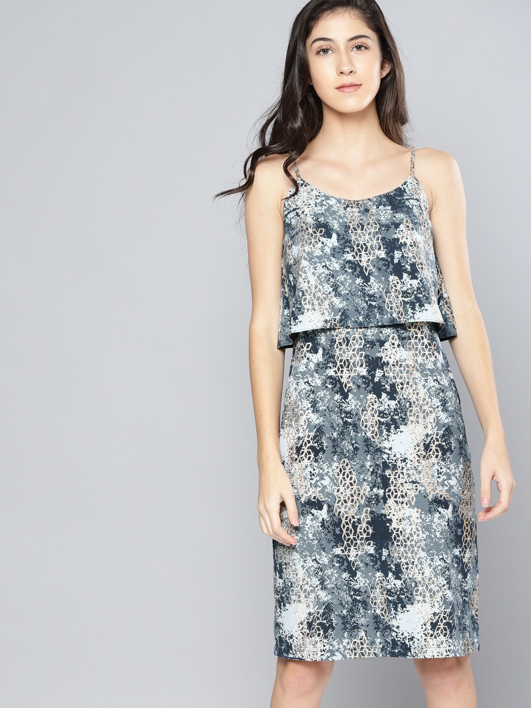

Mast & Harbour Blue Print A-Line Dress