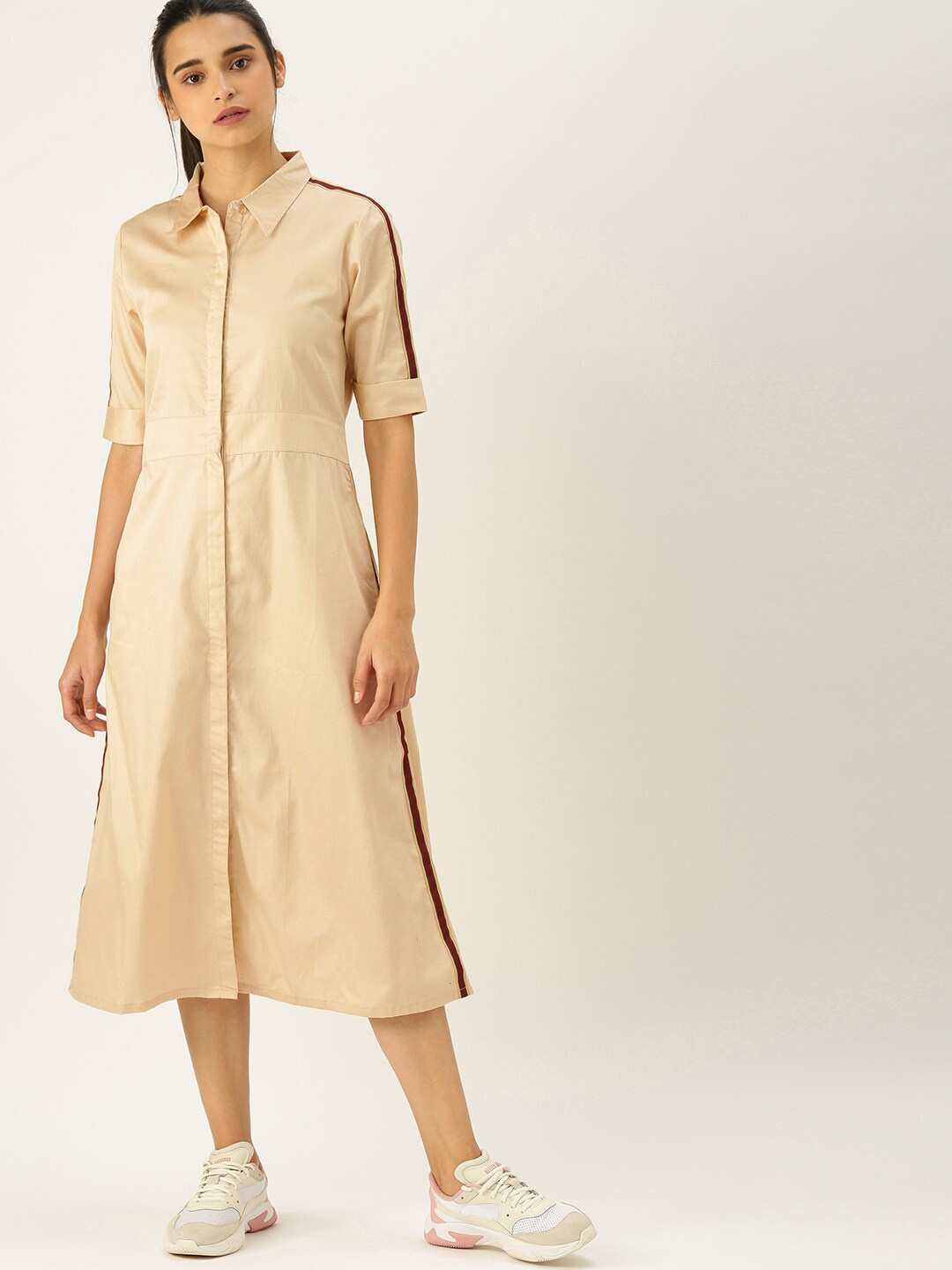 

Mast & Harbour Beige Shirt Midi Dress