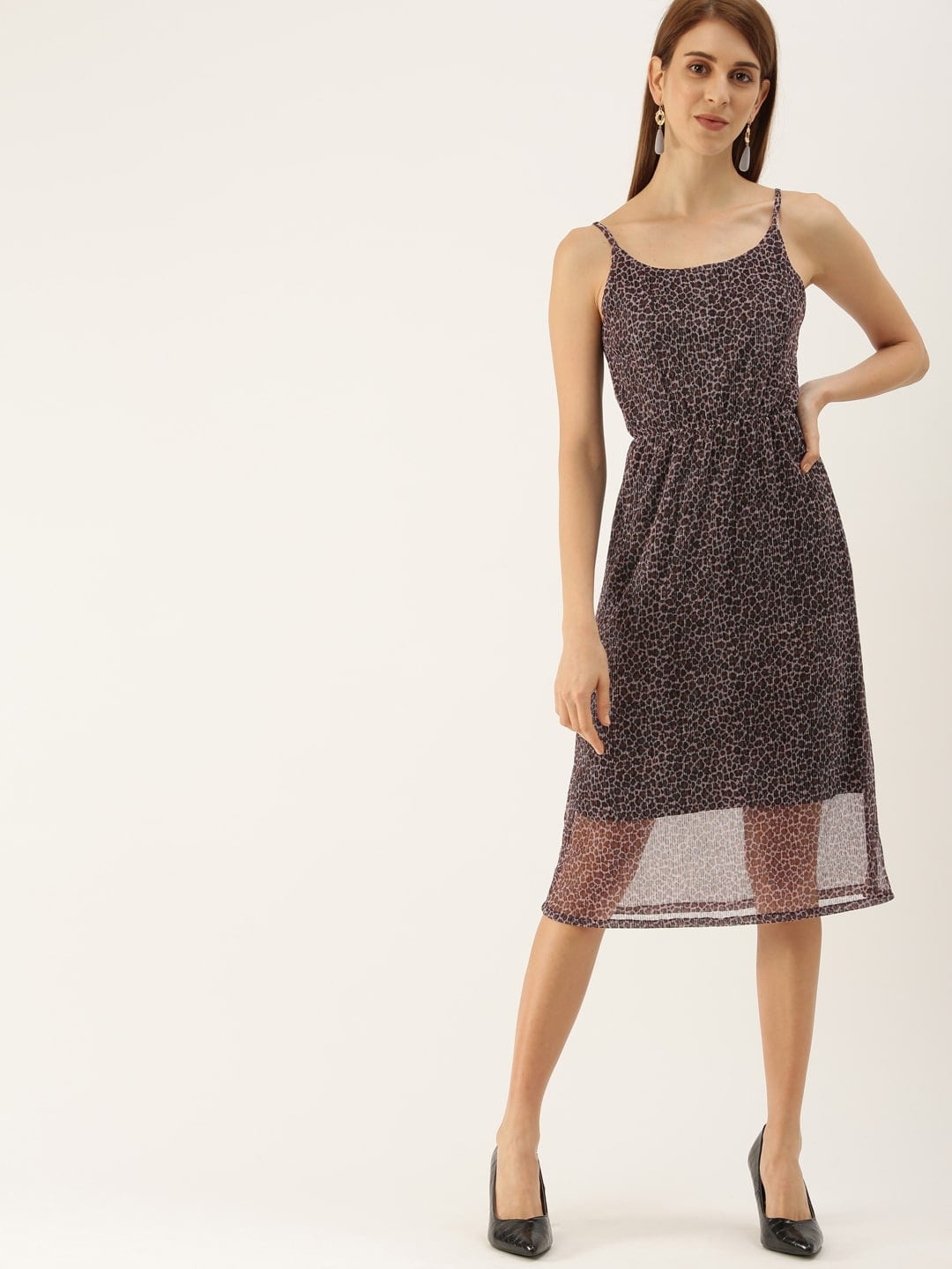 

Mast & Harbour Purple Animal Print A-Line Dress