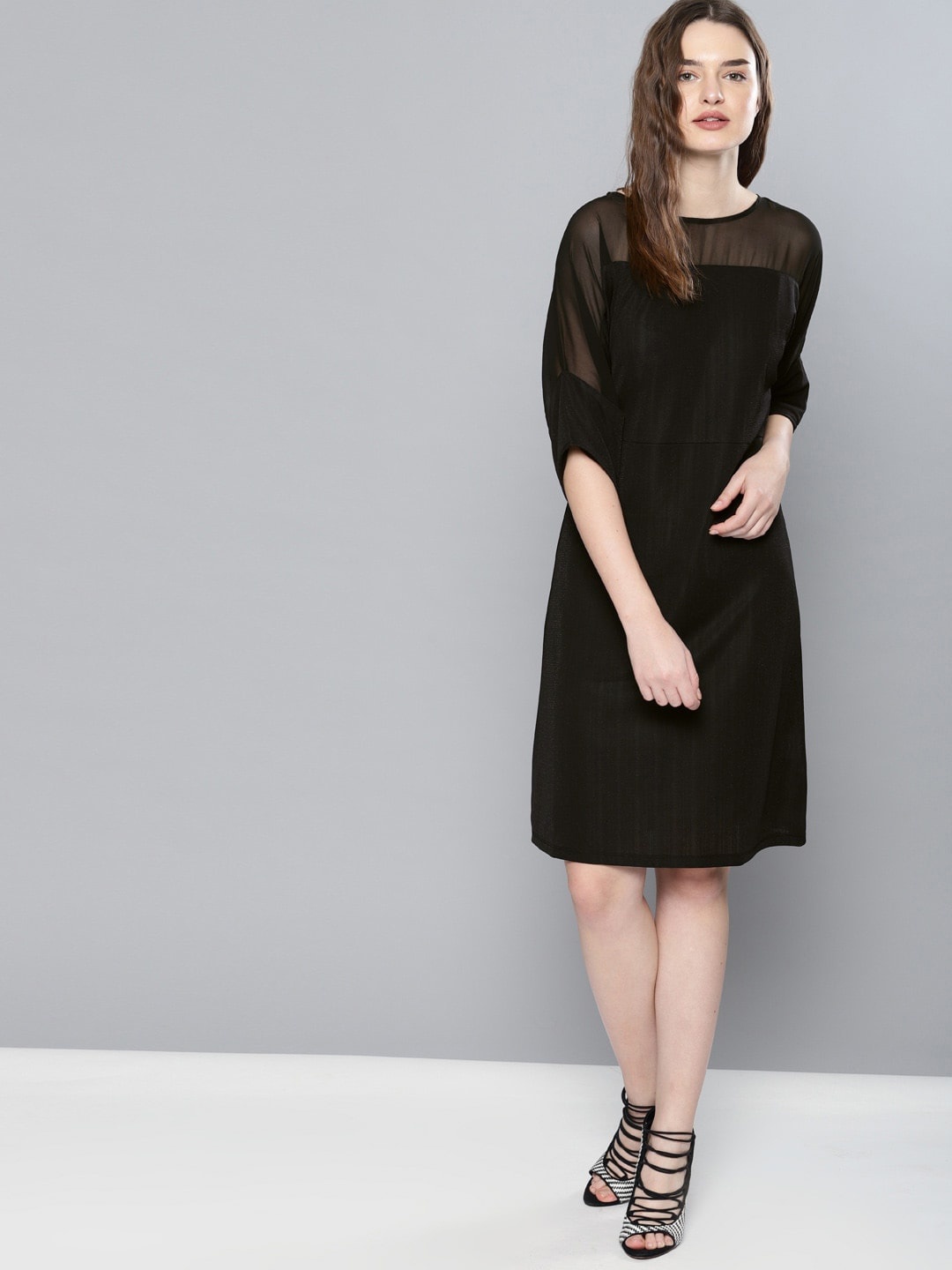 

Mast & Harbour Black Net A-Line Dress