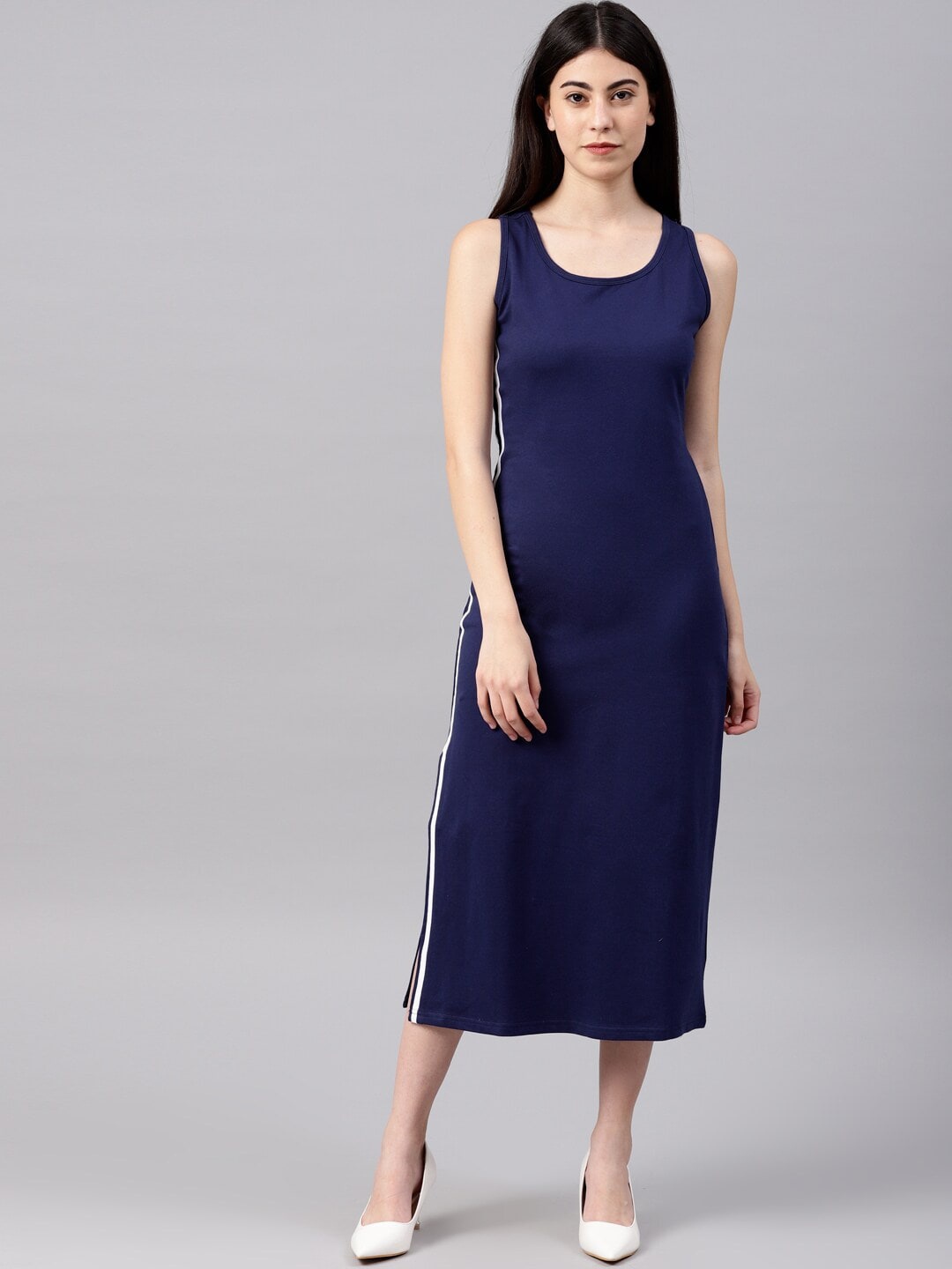 

Mast & Harbour Navy Blue Sheath Midi Dress