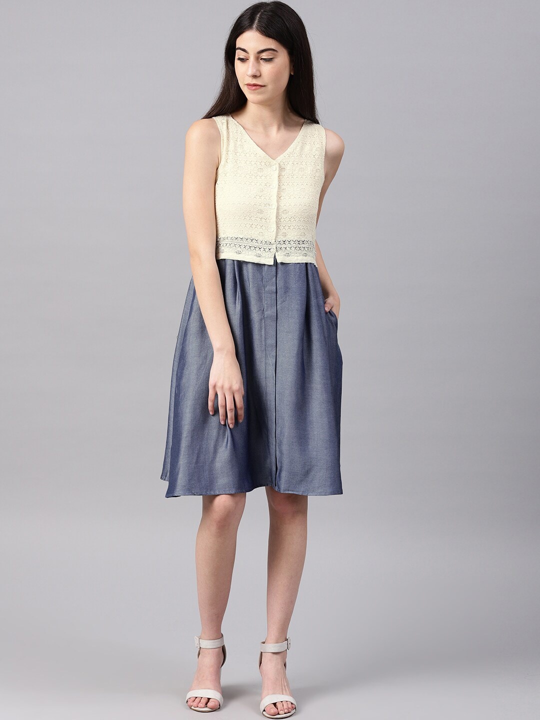 

Mast & Harbour Blue Tie and Dye Dyed A-Line Dress