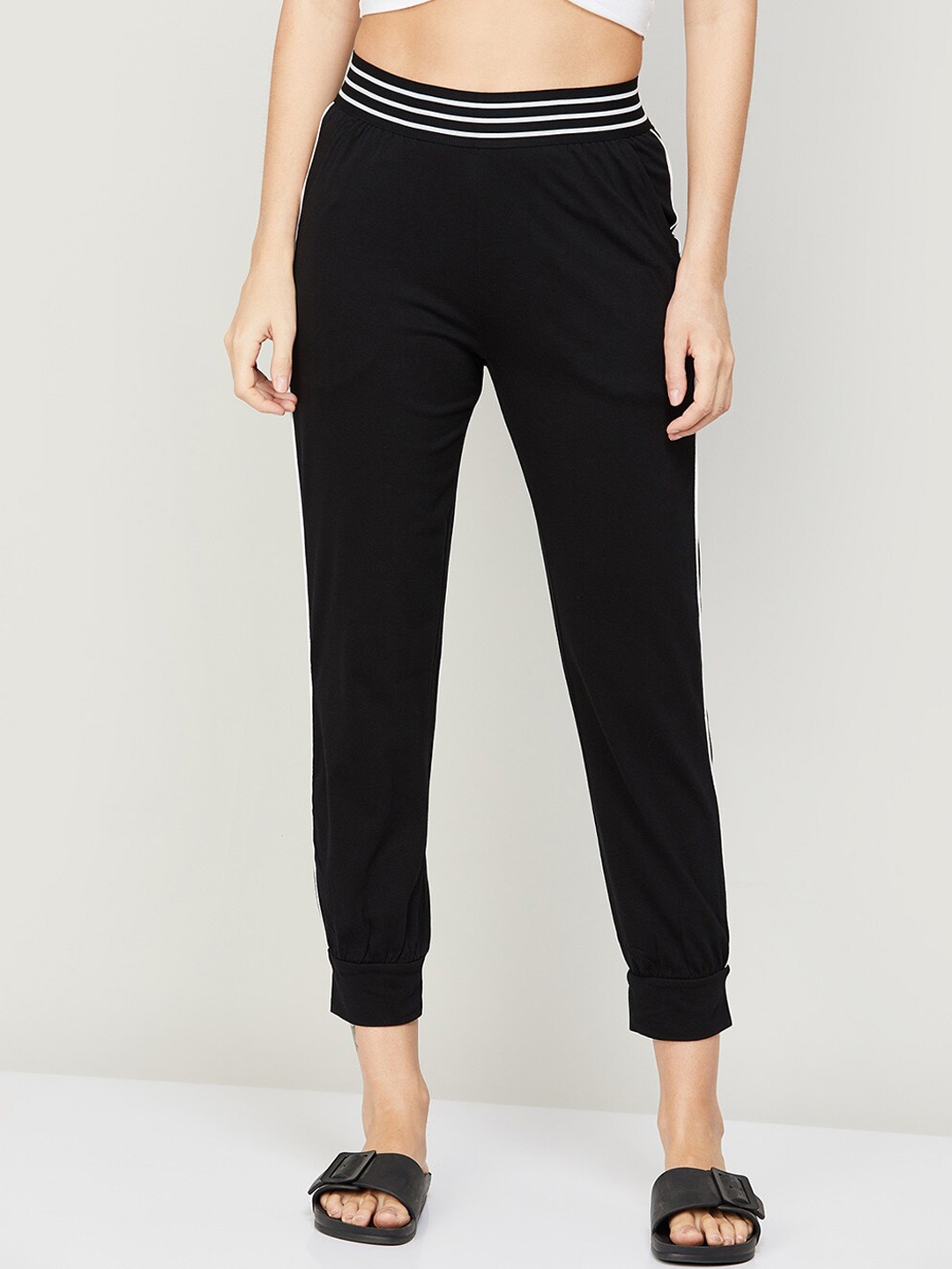 

Ginger by Lifestyle Women Solid Cotton High-Rise Pyjamas, Black