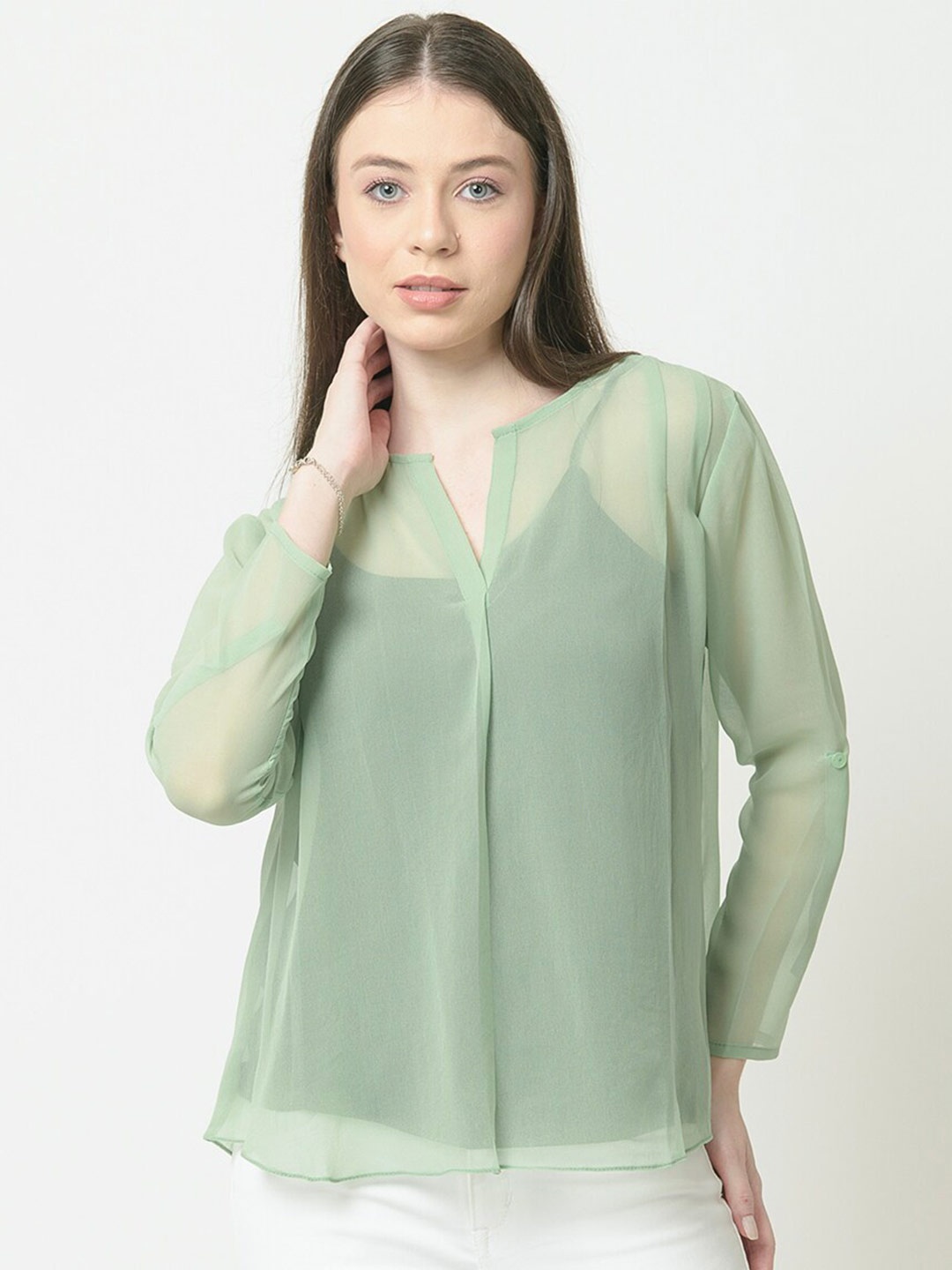 

urSense Green Georgette Top
