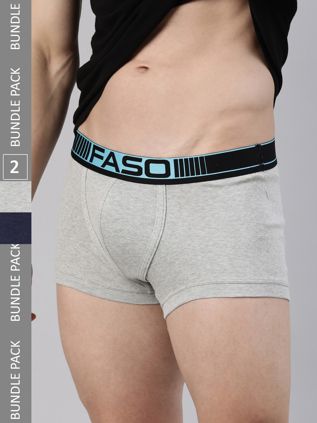 

FASO Pack Of 2 Pure Cotton Trunks FA1502, Grey melange