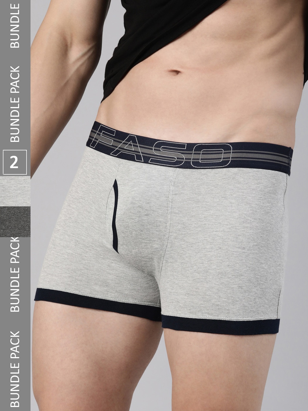 

FASO Pack Of 2 Pure Cotton Trunks FA1504, Charcoal