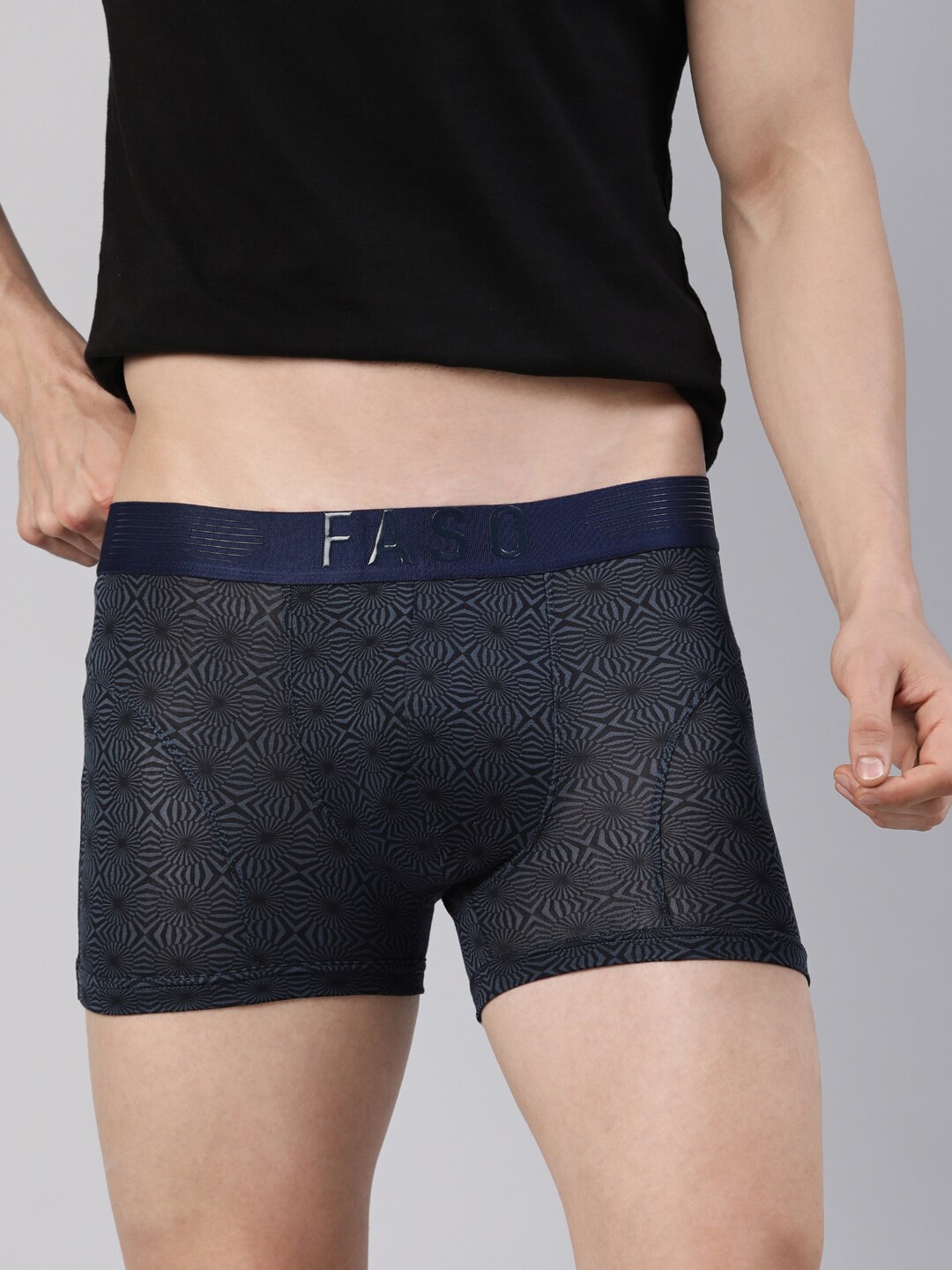 

FASO Men Printed Ultrsoft Trunk FT7002, Navy blue