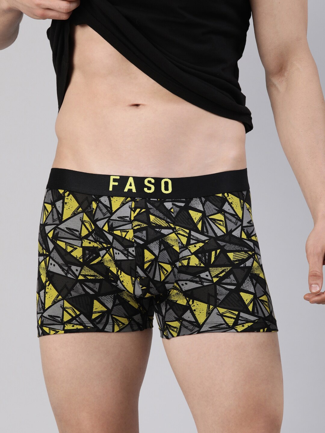 

FASO Men Printed Pure Cotton Trunk FS2009, Black