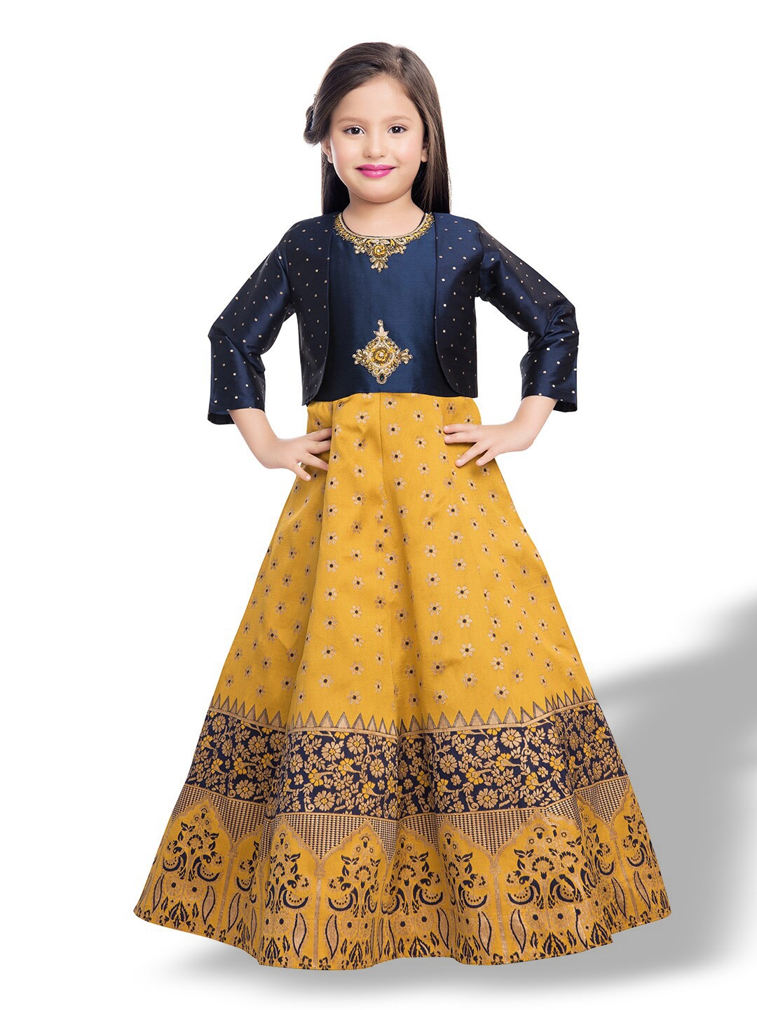 

BETTY Mustard Yellow Ethnic Motifs Print Maxi Dress