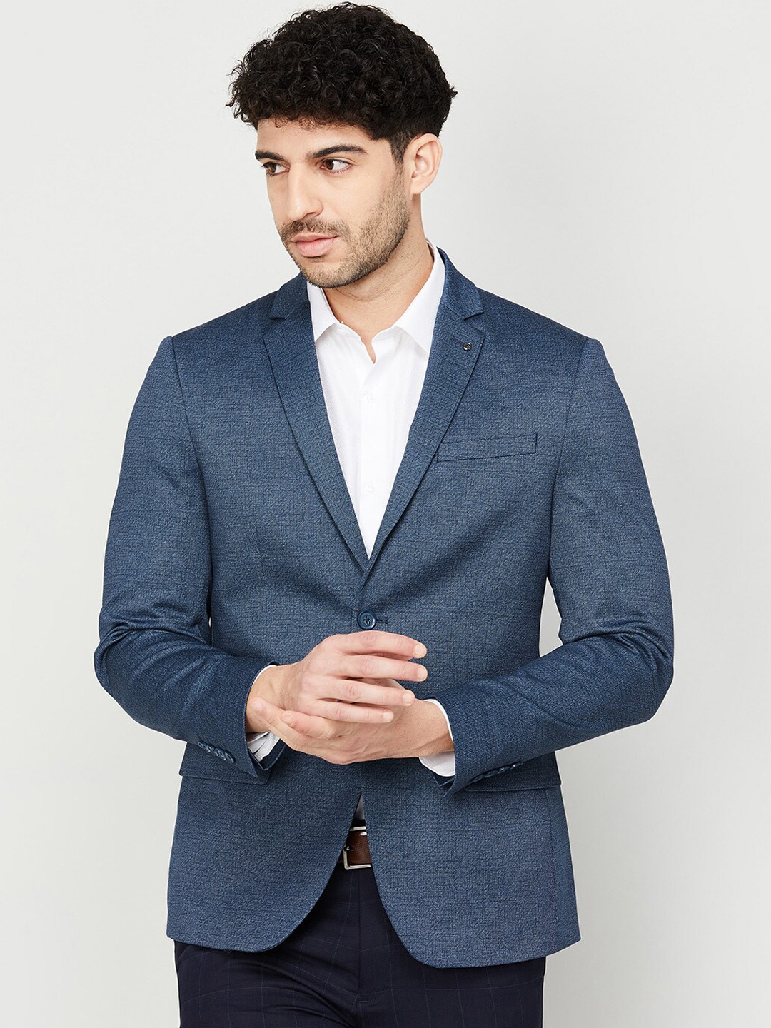 

CODE by Lifestyle Men Self-Design Single Breasted Blazer, Blue