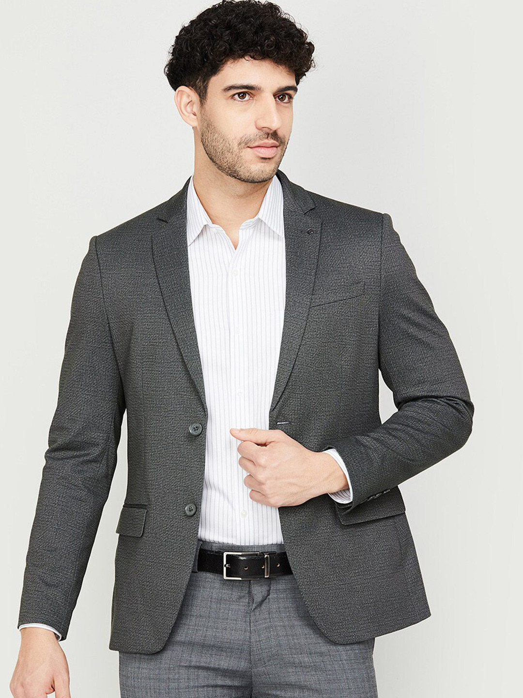 

CODE by Lifestyle Men Self-Design Single Breasted Blazer, Grey