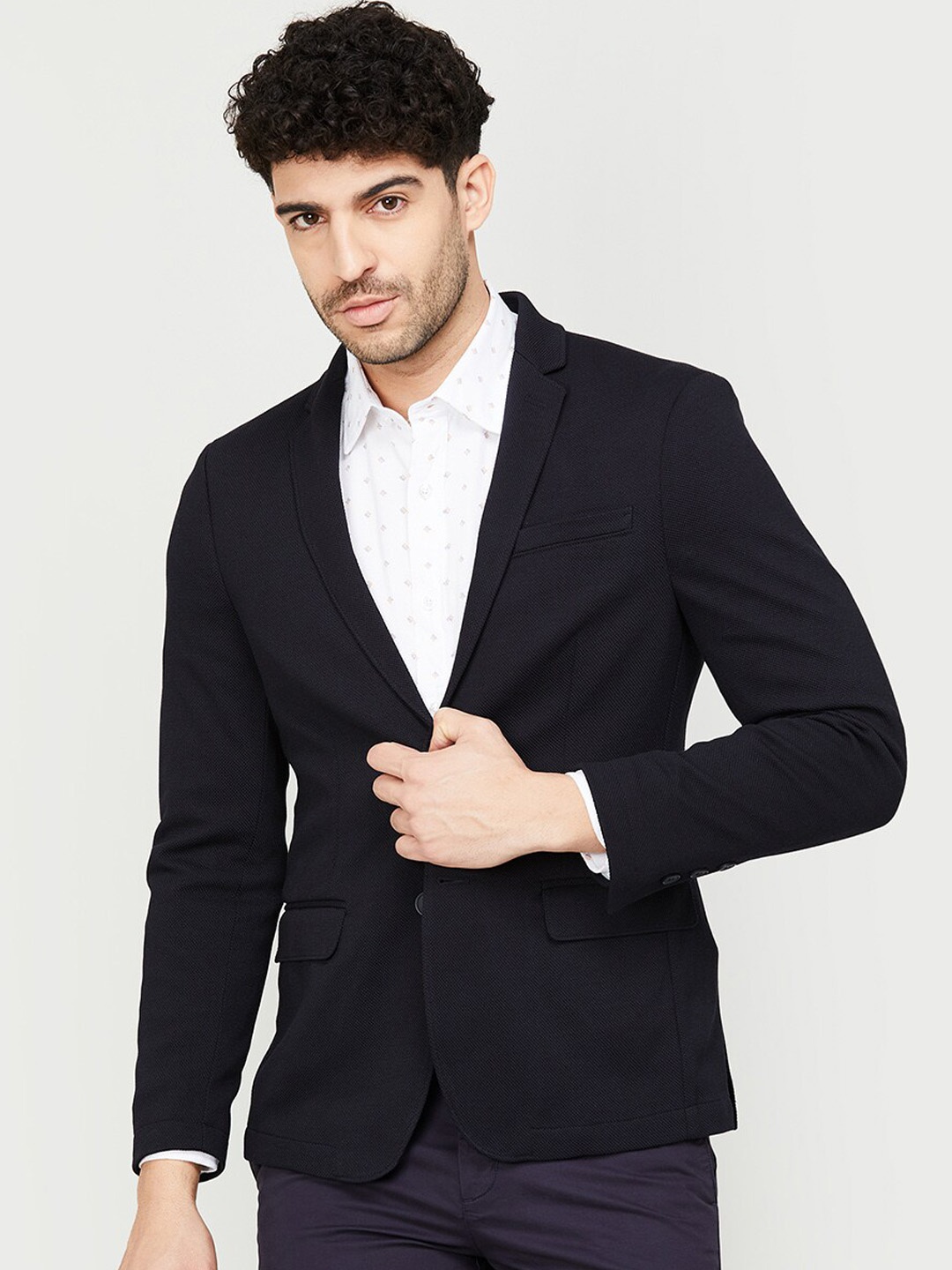 

CODE by Lifestyle Men Notched Lapel Collar Single Breasted Blazer, Navy blue