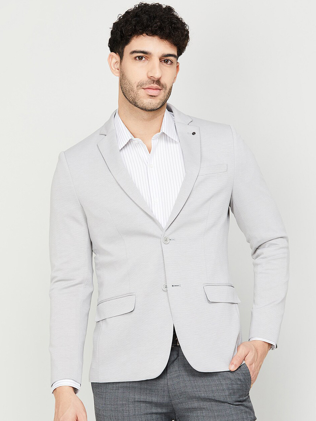 

CODE by Lifestyle Men Self Design Single Breasted Blazer, Grey