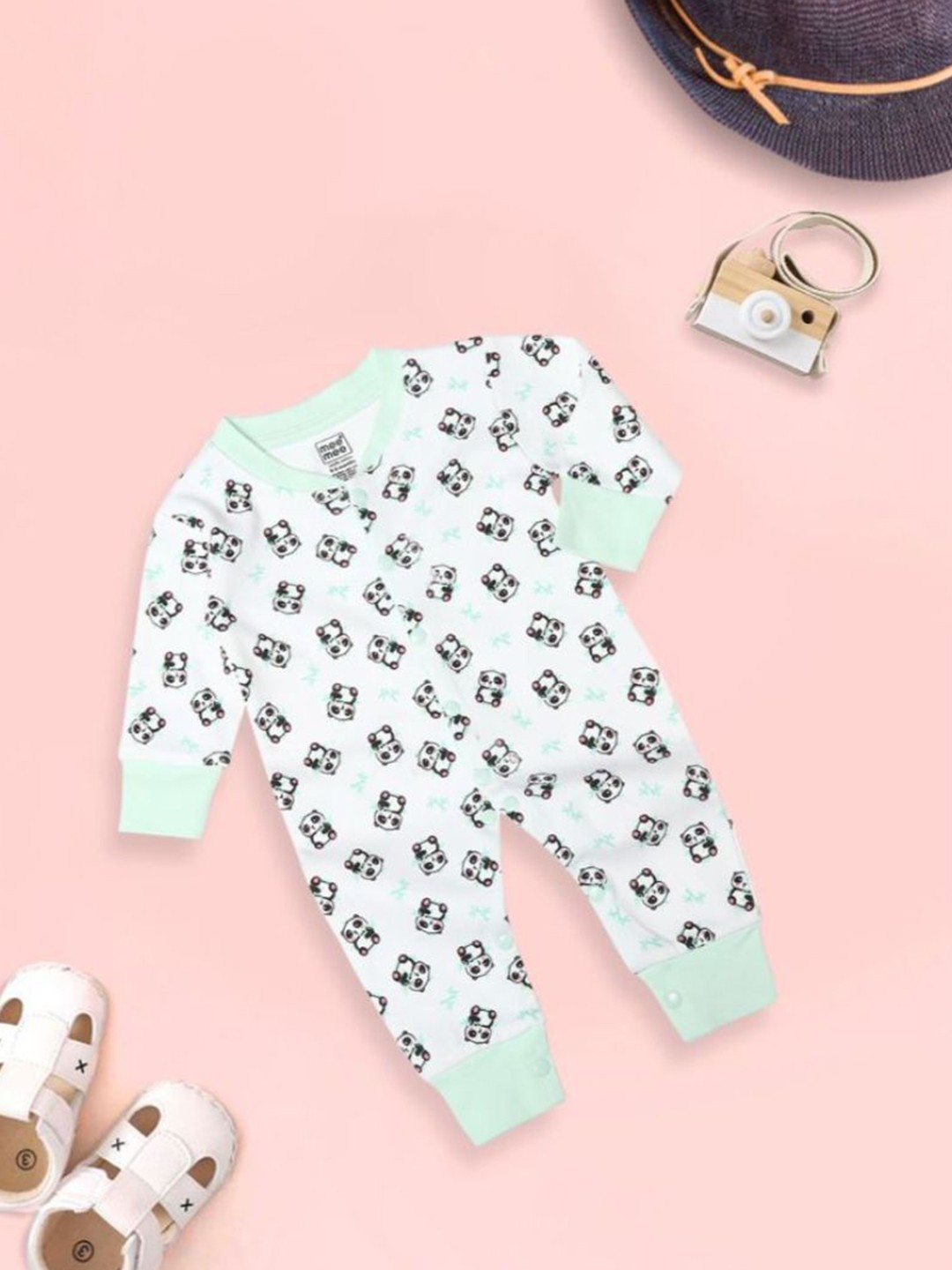 

MeeMee Infants Printed Cotton Rompers, White