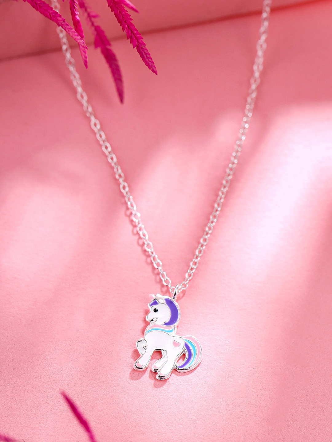 

Raajsi by Yellow Chimes Girls Silver-Plated Unicorn design Enamelled Pendant