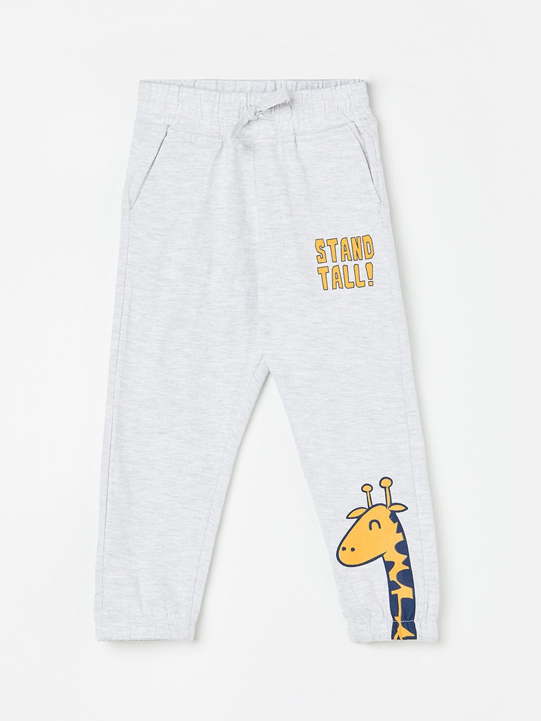

Juniors by Lifestyle Boys Graphic Printed Pure Cotton Mid-Rise Track Pants, Grey melange