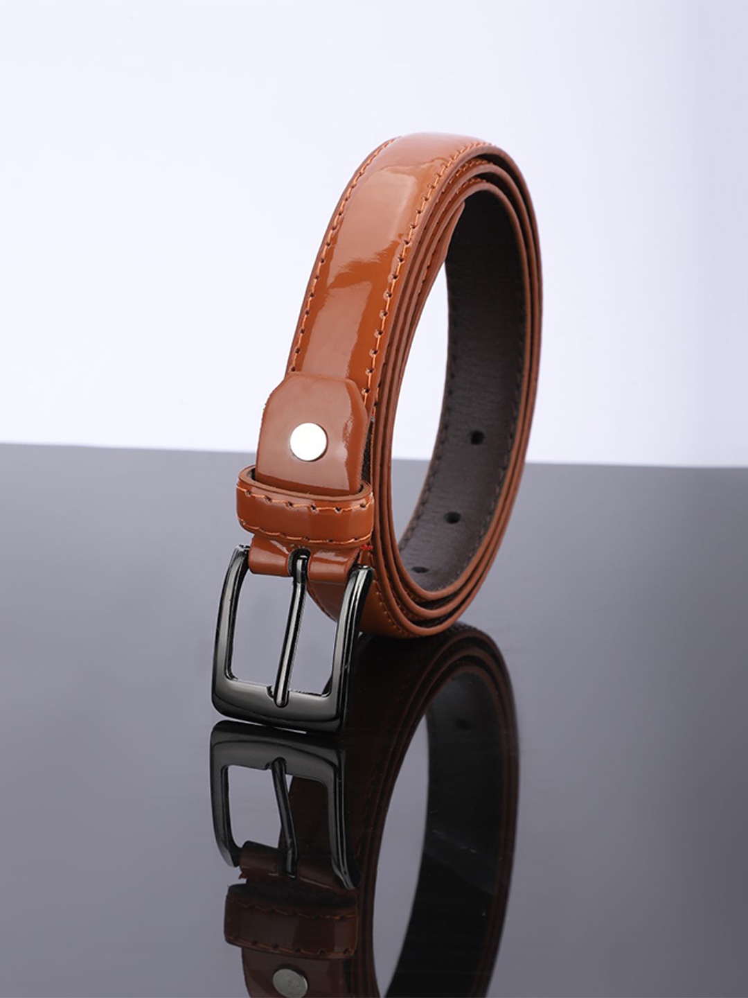 

DressBerry Women Synthetic Leather Casual Slim Belt, Tan