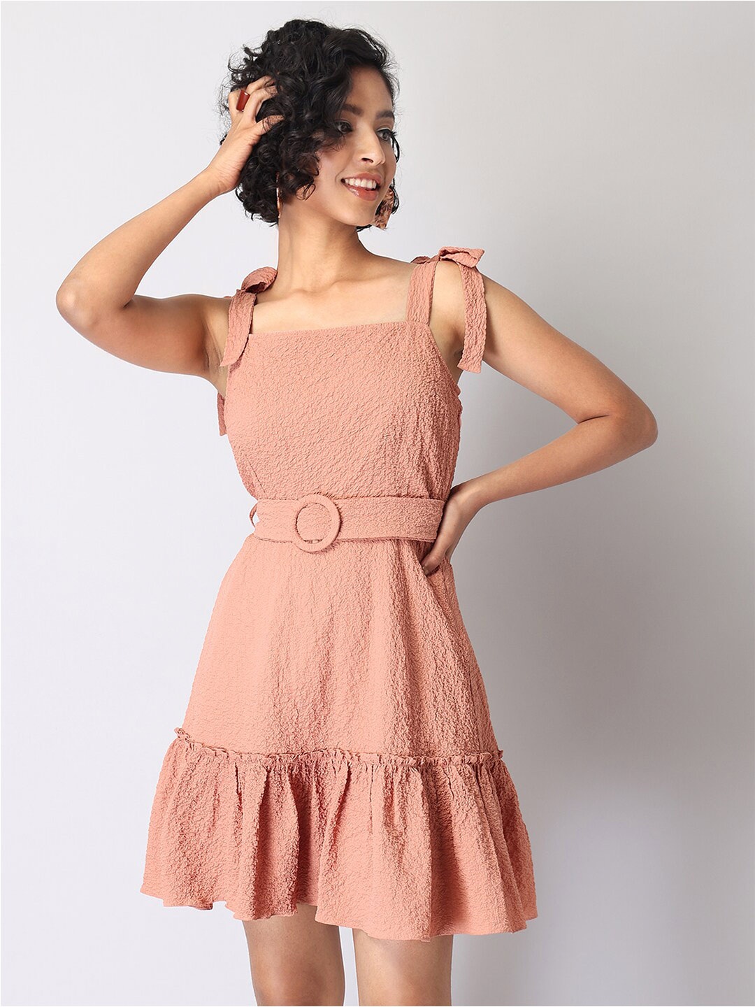 

FabAlley Orange Fit & Flare Dress