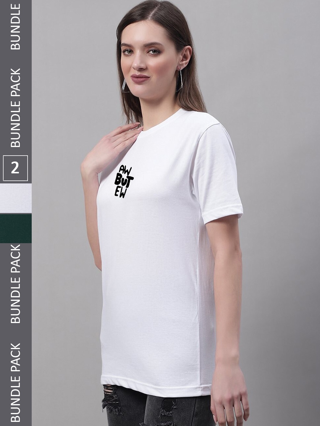 

Miaz Lifestyle Pack Of 2 Printed Pure Cotton T-shirts, White