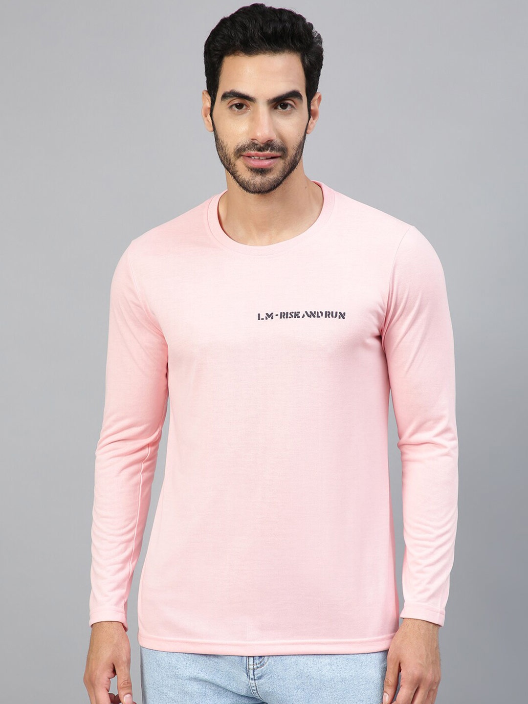

FTX Men Pink Typography Round Neck Pockets T-shirt