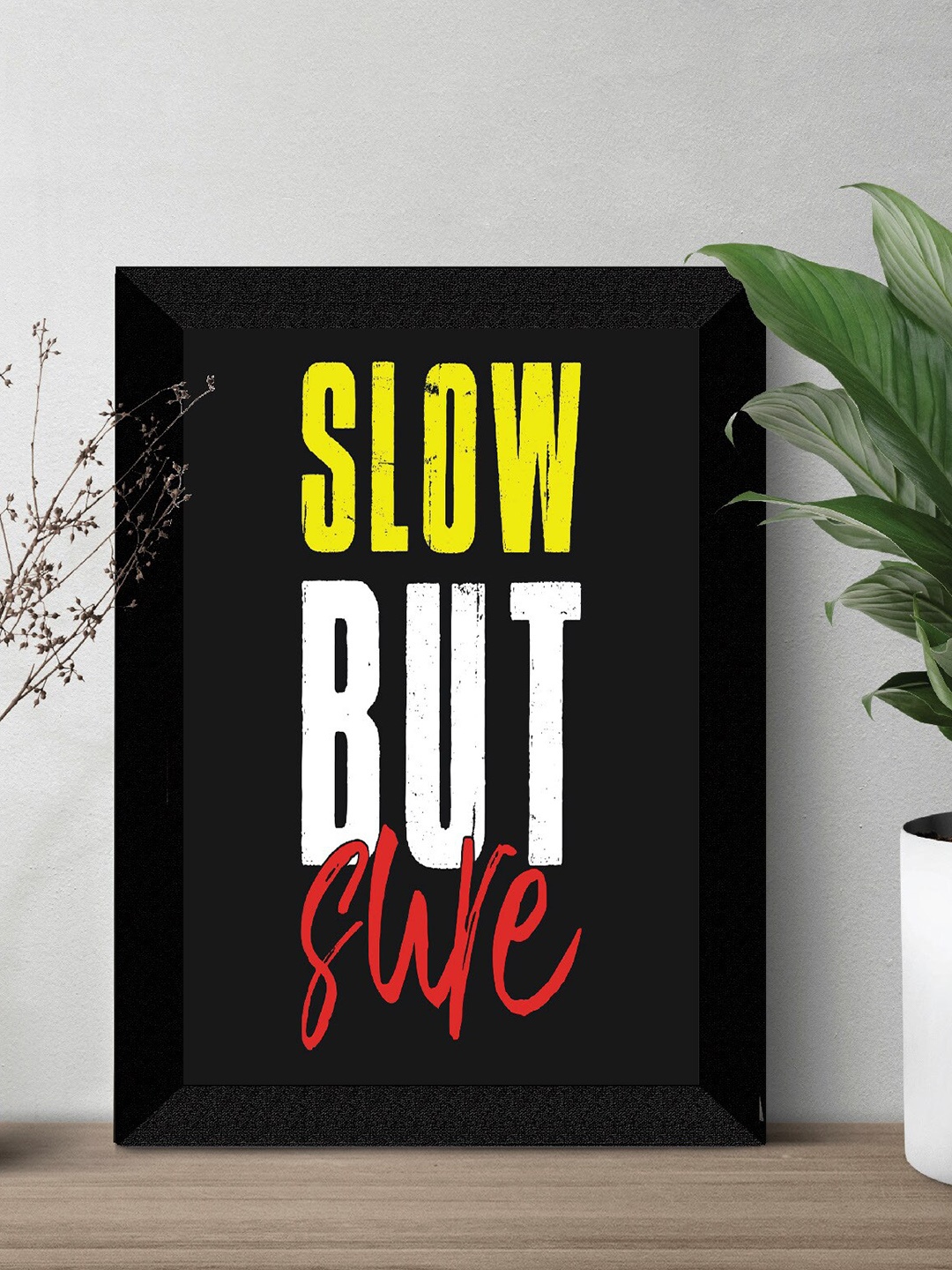 

SAF Black & White Motivational Painted UV Textured Framed Wall Art