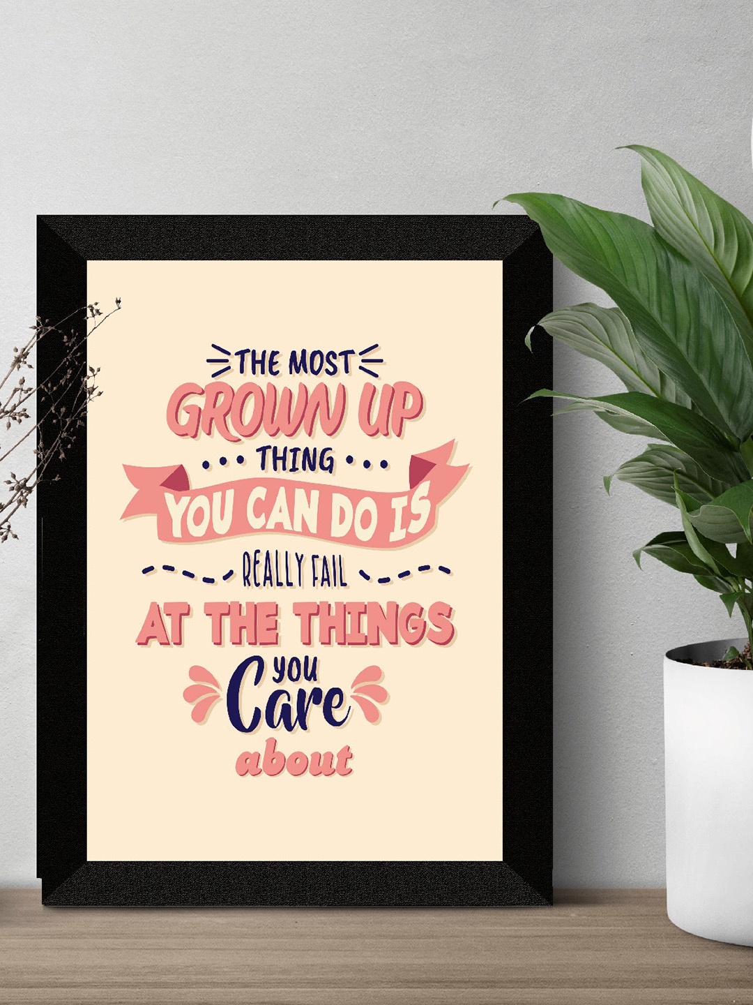 

SAF Black & Beige Motivational Painted UV Textured Framed Wall Art