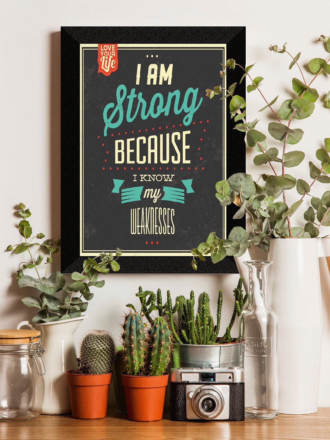 

SAF Black & Green Motivational Painted UV Textured Framed Wall Art