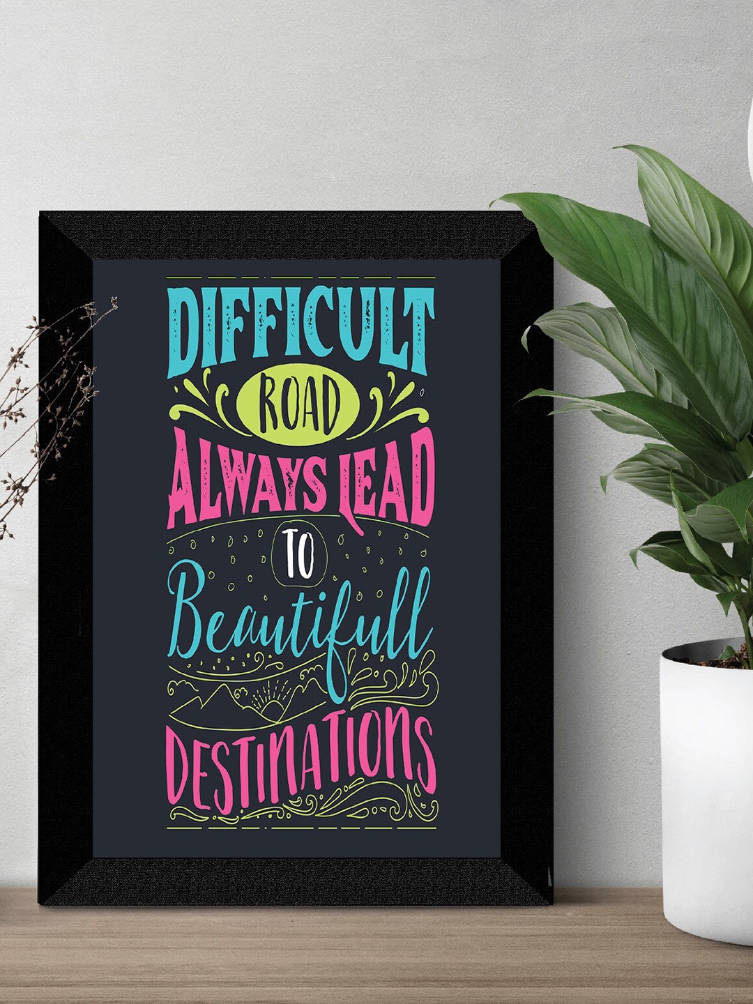 

SAF Black & Pink Motivational Painted UV Textured Framed Wall Art