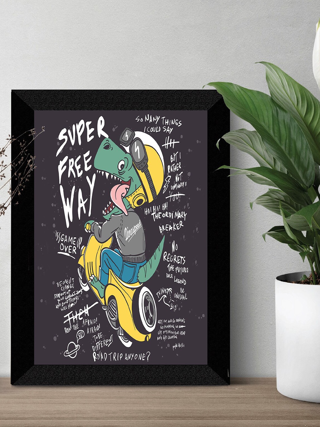 

SAF Black & Grey Motivational Painted UV Textured Framed Wall Art
