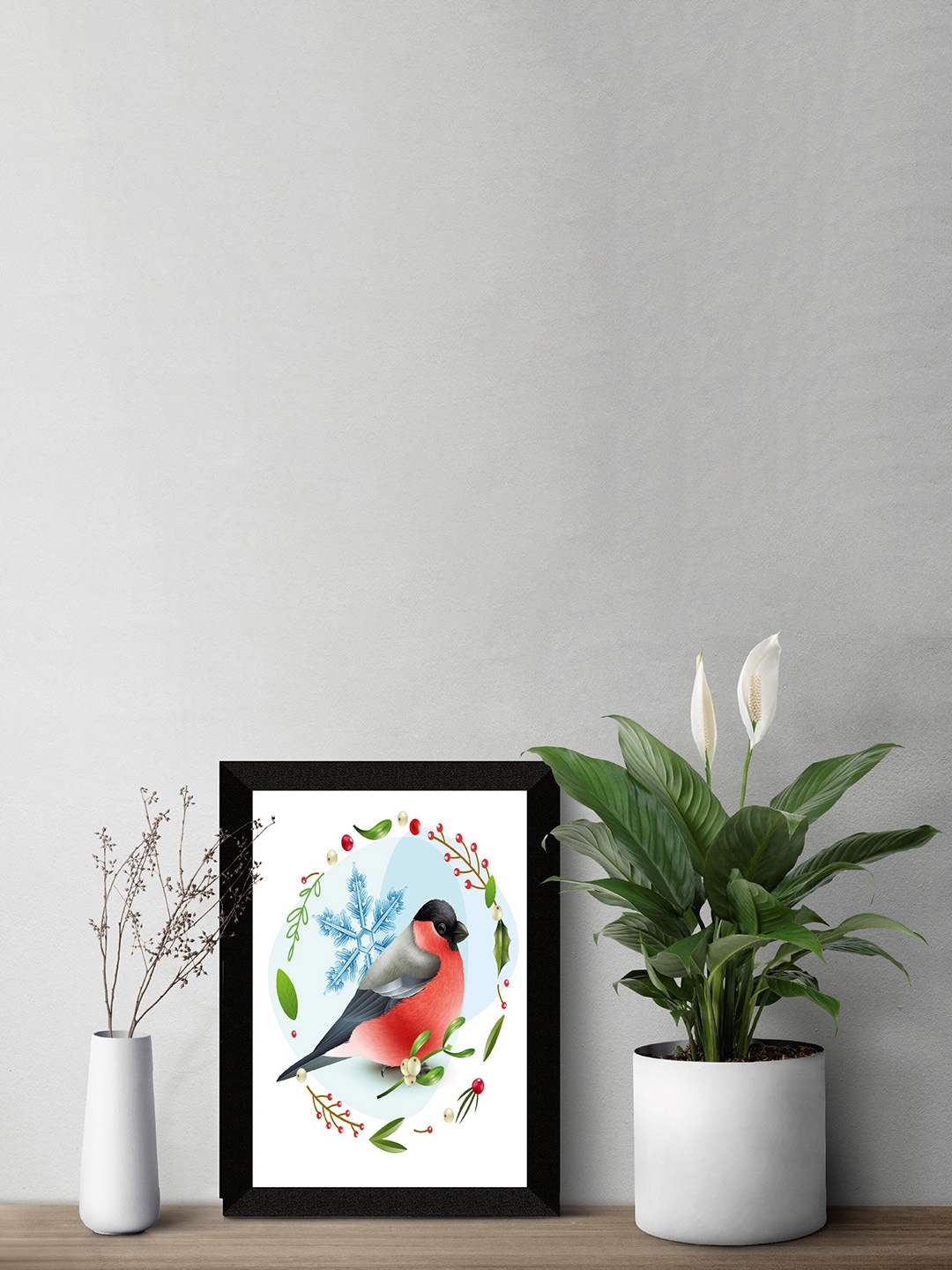

SAF Black & White Bird Painted UV Textured Framed Wall Art, Blue
