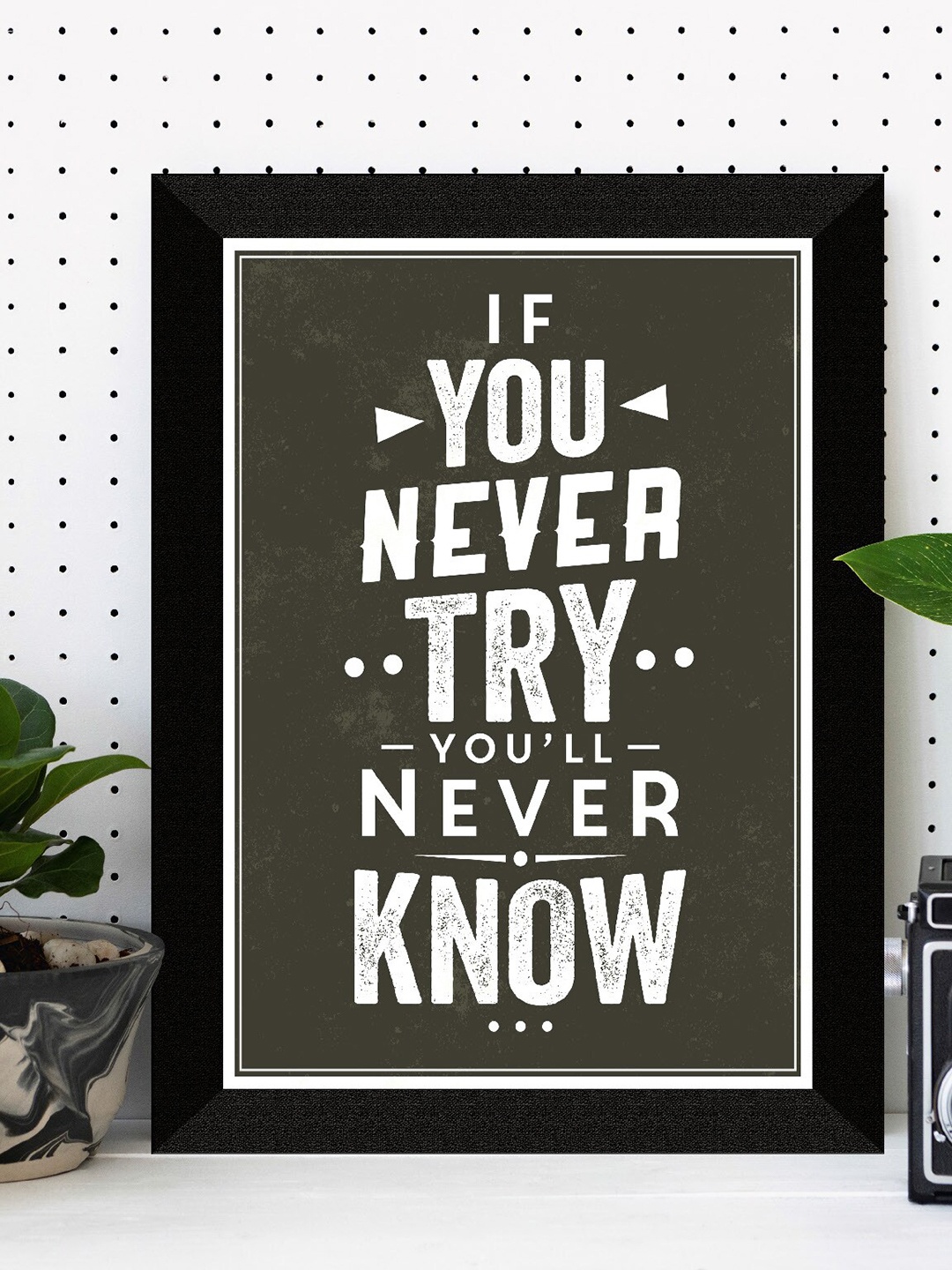 

SAF Black & Green Motivational Painted UV Textured Framed Wall Art