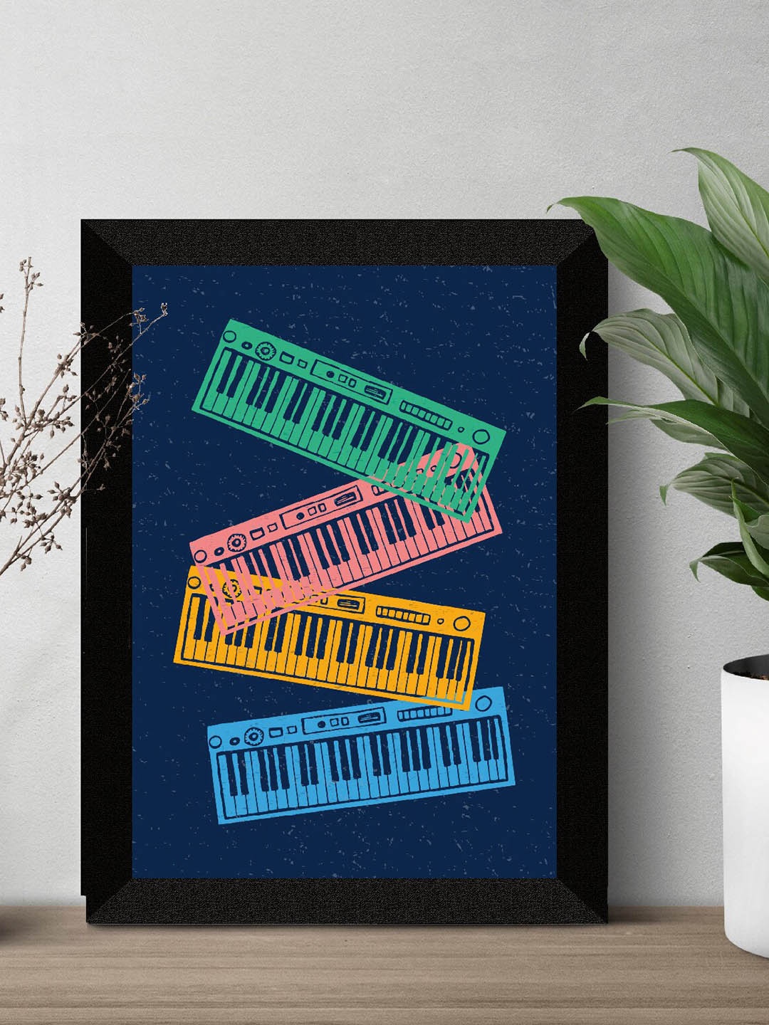 

SAF Black & Blue Music Painted UV Textured Framed Wall Art