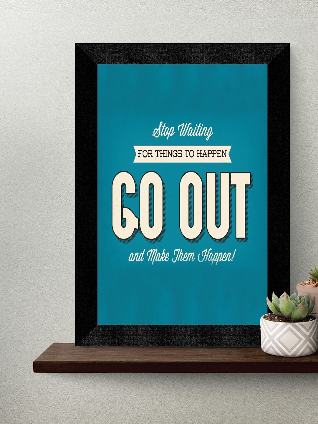 

SAF Black & Blue Motivational Painted UV Textured Framed Wall Art