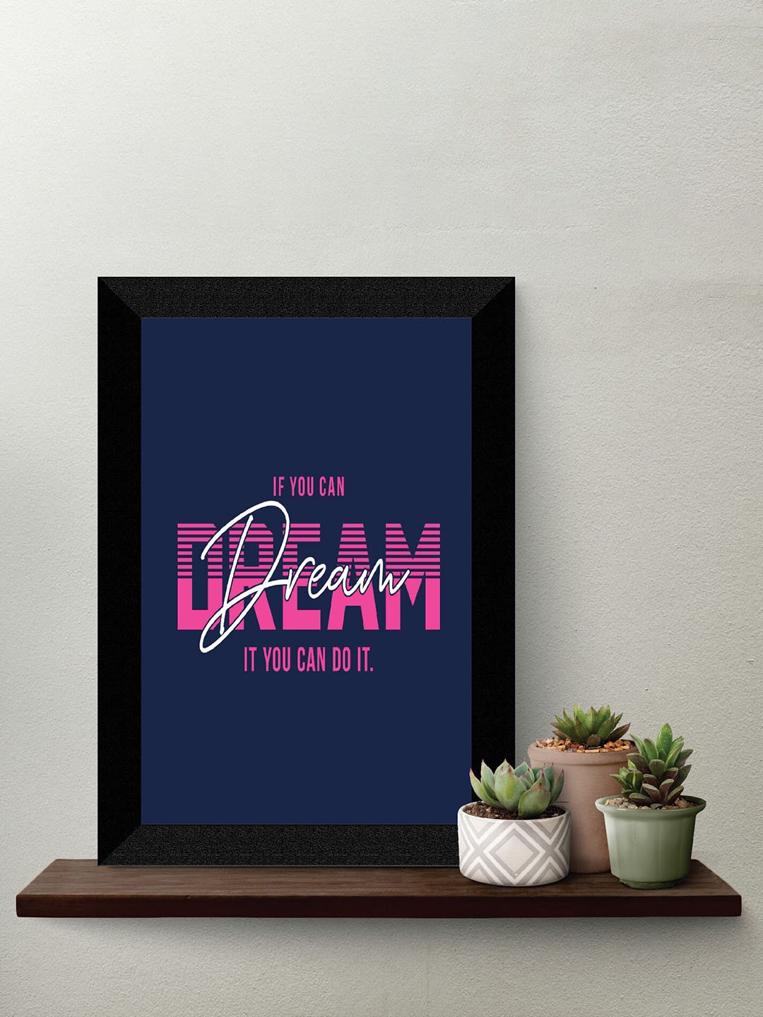 

SAF Black & Blue Motivational Painted UV Textured Framed Wall Art